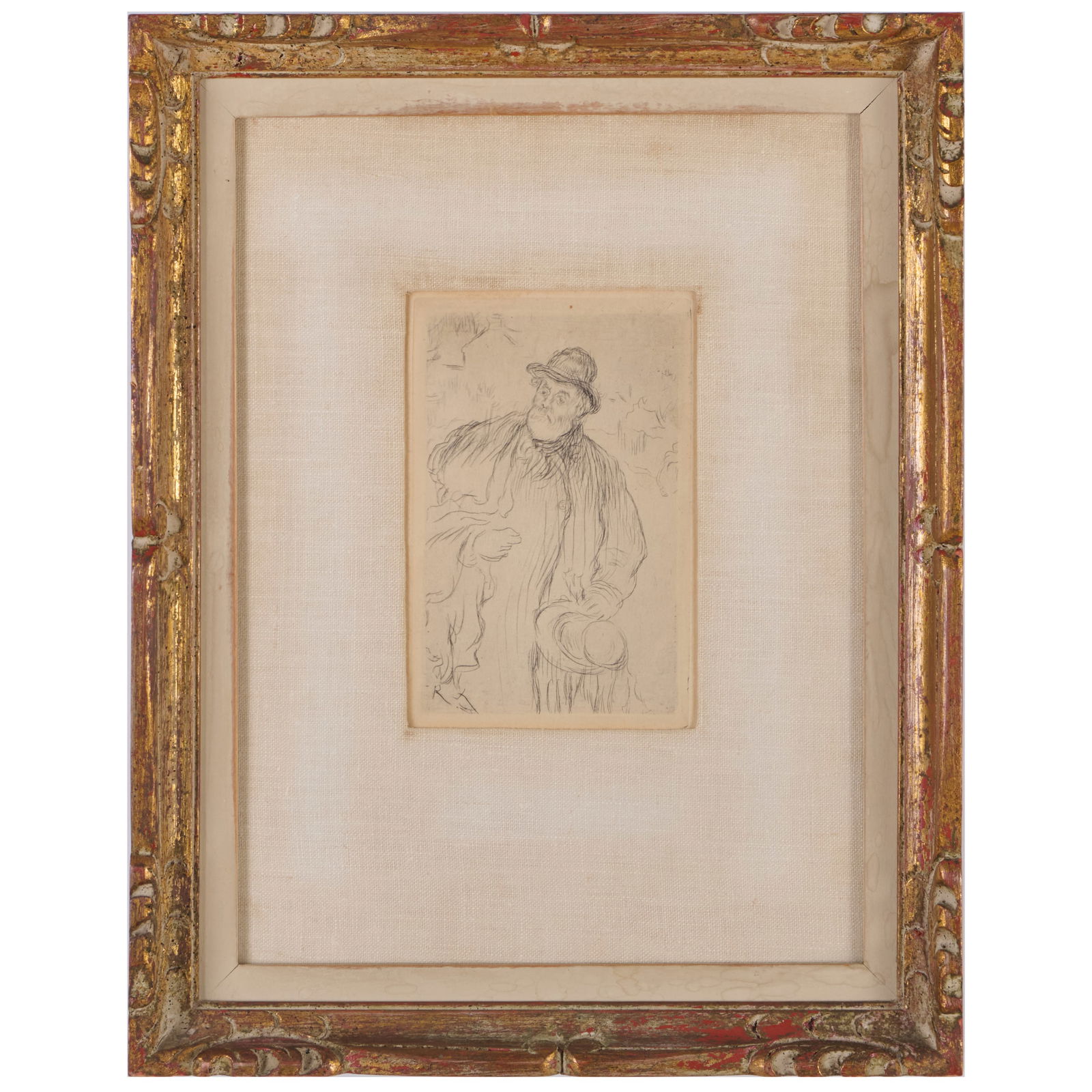 Jean-Francois Raffaelli (1850-1924): Le Marchand d'Habits: Jean-Francois Raffaelli (1850-1924): Le Marchand d'Habits Etching in black on laid paper, unsigned. 8 x 6 in. (sheet), 14 x 11 in. (frame). The Collection of Alan and Marilyn Bergman.