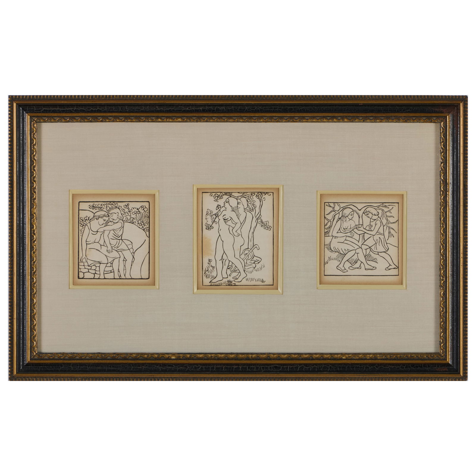 Aristide Maillol (1861-1944): Daphnis and Chloe: Three Images: Aristide Maillol (1861-1944): Daphnis and Chloe: Three Images Three woodcuts in black on laid paper, unsigned as issued. All 8 x 5 in. (sheet), 13 x 21 in. (framed together). The Collection of Alan an