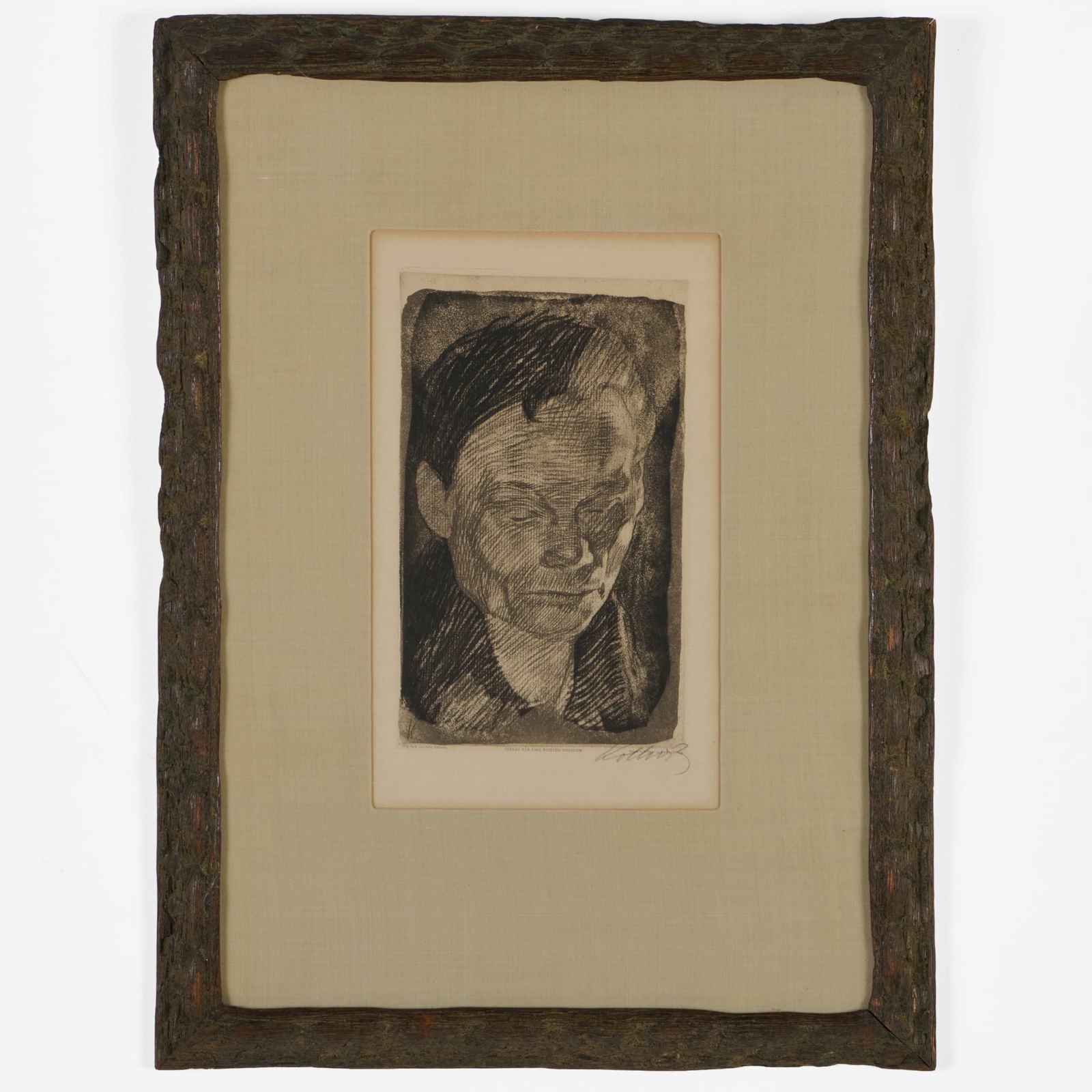 Kathe Kollwitz (1867-1945): Frauenkopf; and Beratung, from A Weaver's Revolt: Kathe Kollwitz (1867-1945): Frauenkopf; and Beratung, from A Weaver's Revolt Two etchings in black on wove paper, c. 1905 and 1895, both signed in pencil; and Verbruderung, lithograph in black on wove