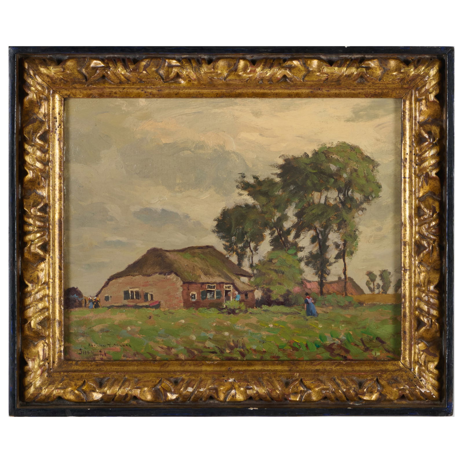 Addison T. Millar (1860-1913): Thatched Roof House: Addison T. Millar (1860-1913): Thatched Roof HouseOil on canvas, signed 'Addison T. Millar' and inscribed 'July 21' lower left, lined.11 x 13 3/4 in., 14 1/2 x 17 1/2 in. (frame).The Collection of