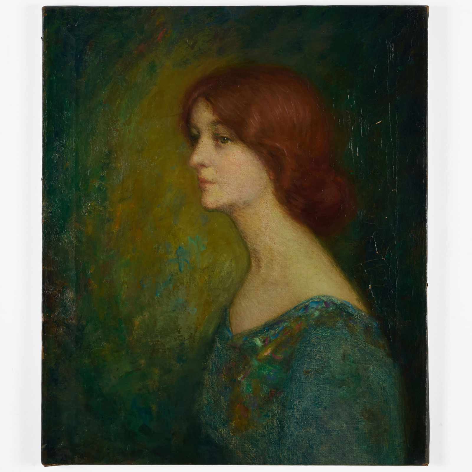 American School: Portrait of a Lady with Auburn Hair: American School: Portrait of a Lady with Auburn Hair Oil on canvas, unsigned. 24 x 20 in., unframed. The Collection of Alan and Marilyn Bergman.