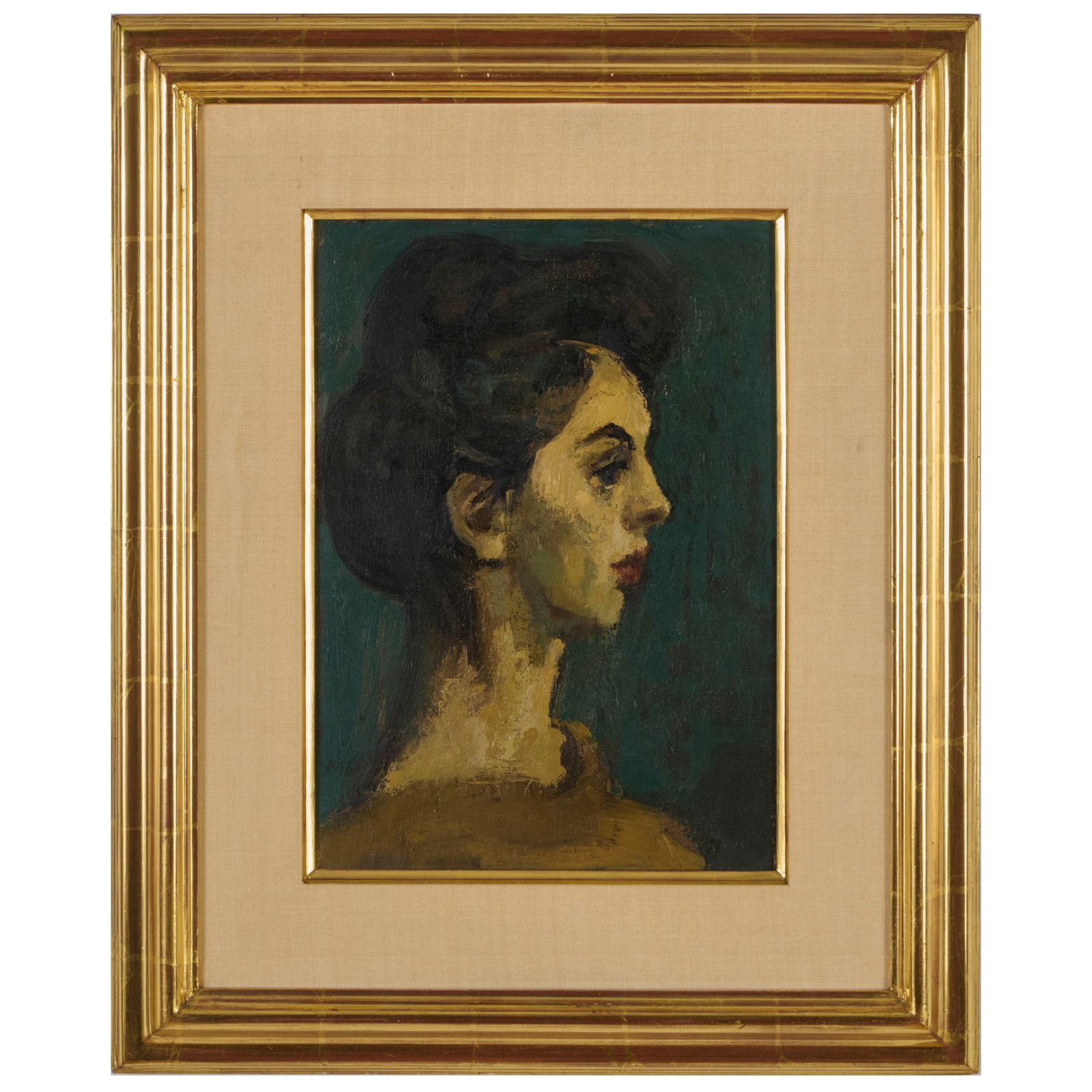 Attributed to David Levine (1926-2009): Portrait in Profile: Attributed to David Levine (1926-2009): Portrait in Profile Oil on canvas, unsigned. 14 x 10 in., 22 1/2 x 18 1/2 in. (frame). Sold Christie's, NY, February 26, 1983, Lot 46.The Collection of Alan and