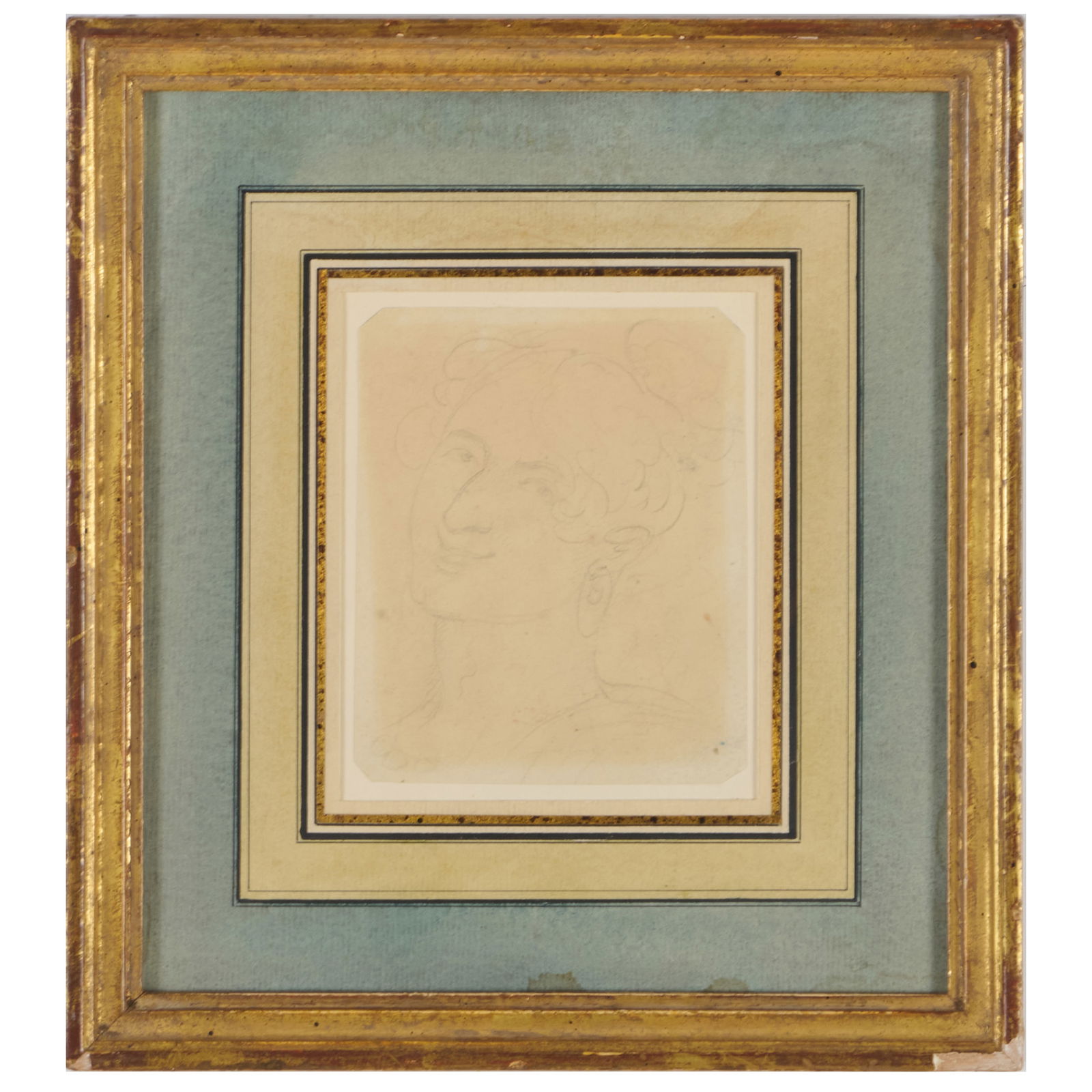 20th Century School: Portrait Study; and Seated Woman: 20th Century School: Portrait Study; and Seated Woman Two pencil on paper, unsigned, both with a pencil sketch on the reverse. 4 1/2 x 3 5/8 in. (sheet), 10 x 9 in. (frame), 4 3/4 x 3 1/2 in. (sheet),