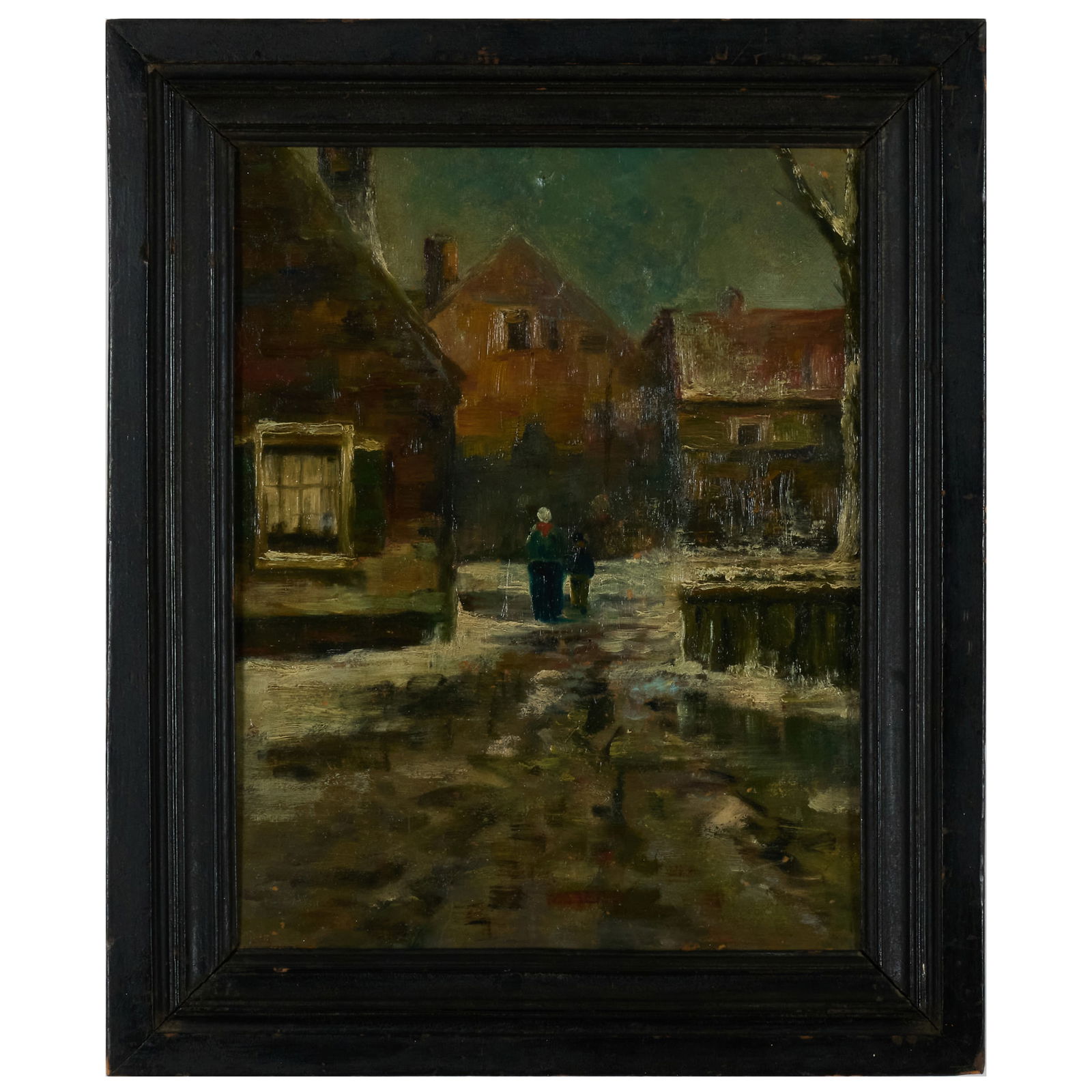 European School: Two Figures Walking: European School: Two Figures Walking Oil on board, unsigned. 13 x 10 in., 17 x 14 in. (frame). The Collection of Alan and Marilyn Bergman.