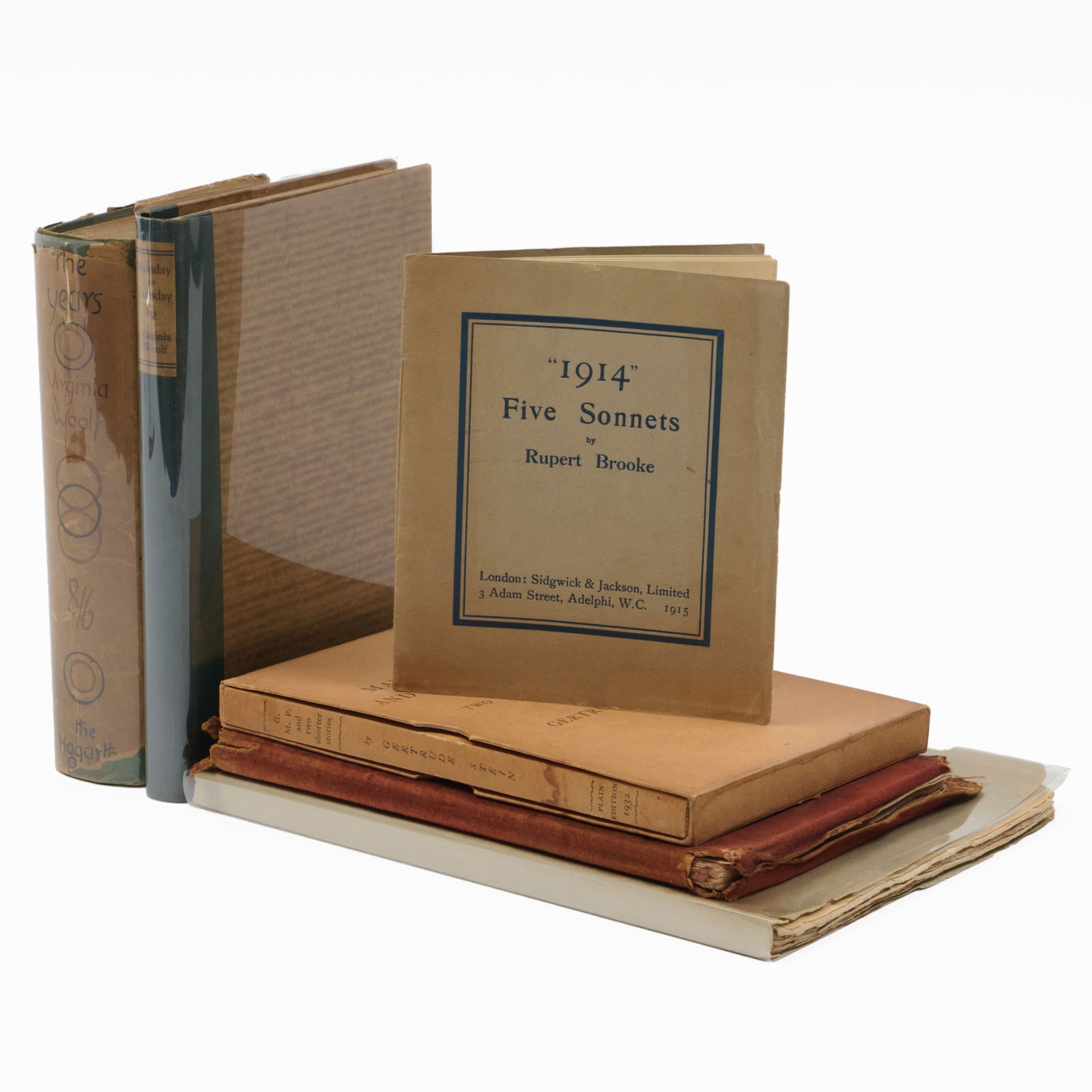 Group of Six Limited Edition Books: Group of Six Limited Edition Books Including:Brooke, Rupert: "1914" Five Sonnets. Sidgwick & Jackson Ltd: Adelphi, W.C., 1915.Emerson, Ralph Waldo: Self Reliance. Elbert Hubbard, Roycroft: New York, 1