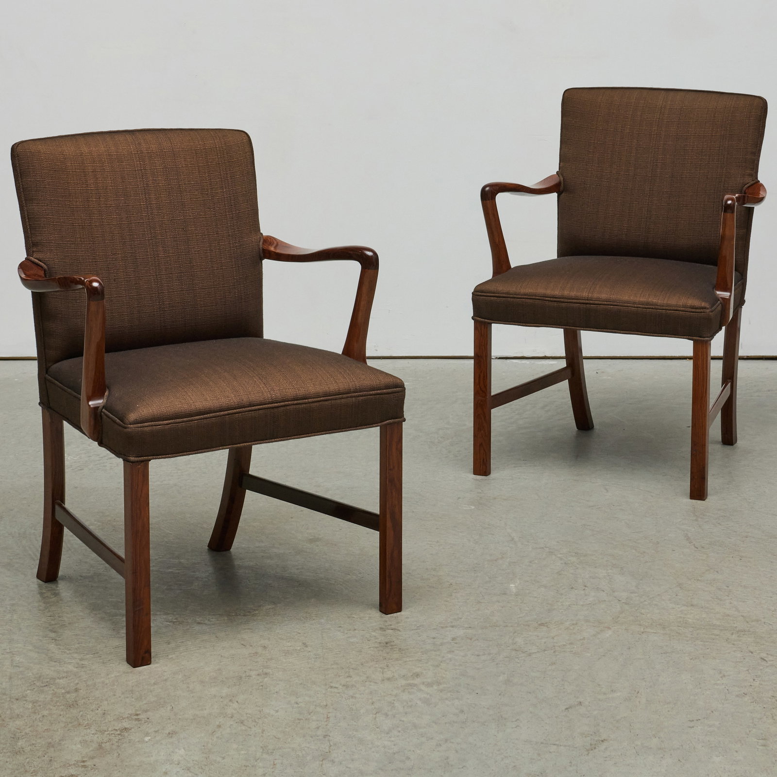 Pair of Ole Wanscher Rosewood and Upholstered Armchairs (1 of 7)
