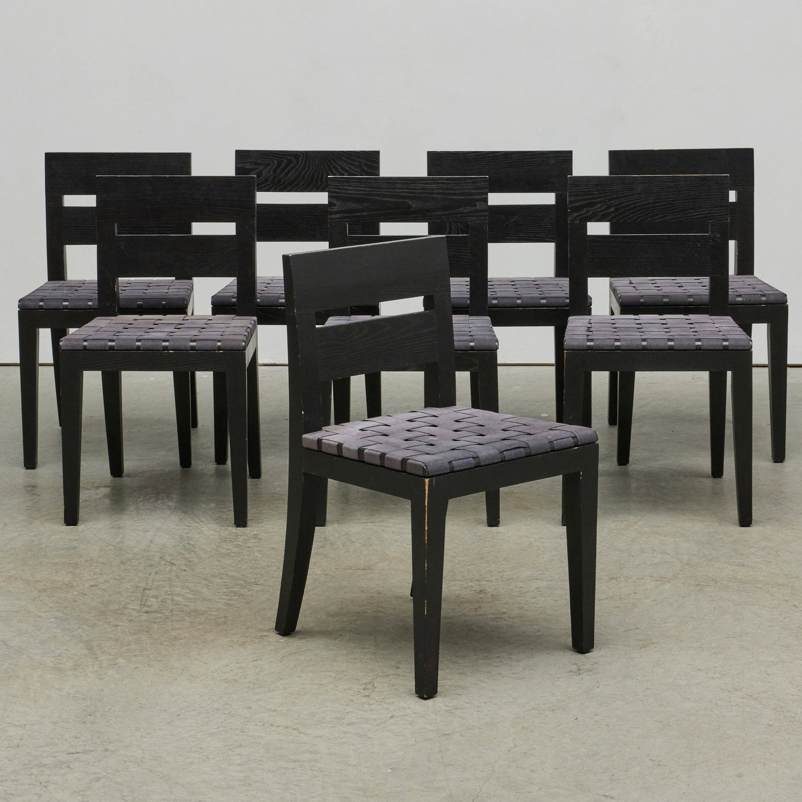 Set of Eight Christian Liaigre "Archipel" Ebonized Oak Dining Chairs (1 of 7)