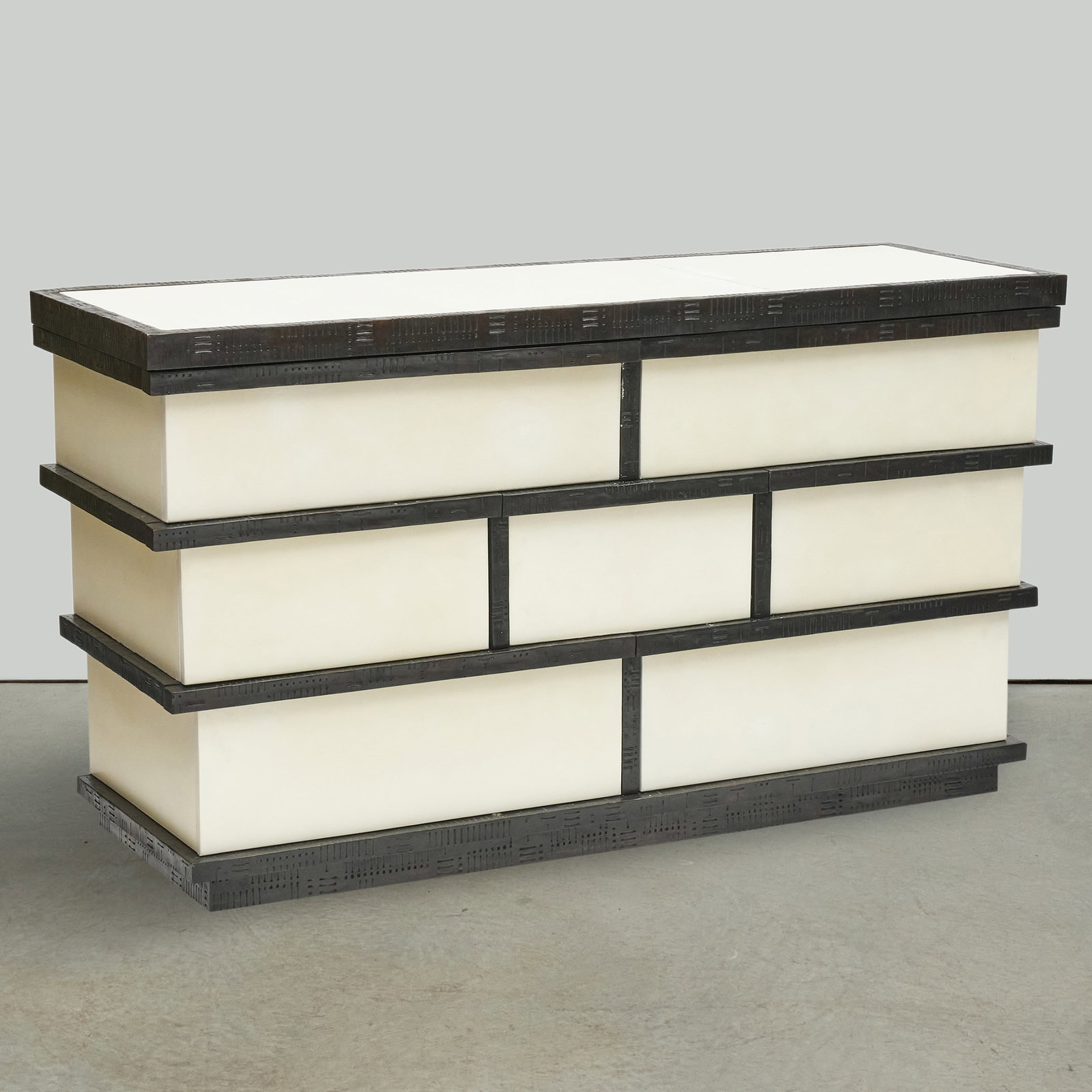 Ingrid Donat (b. 1957) Ebonized Bronze-Mounted White Leather Chest of Drawers (1 of 9)