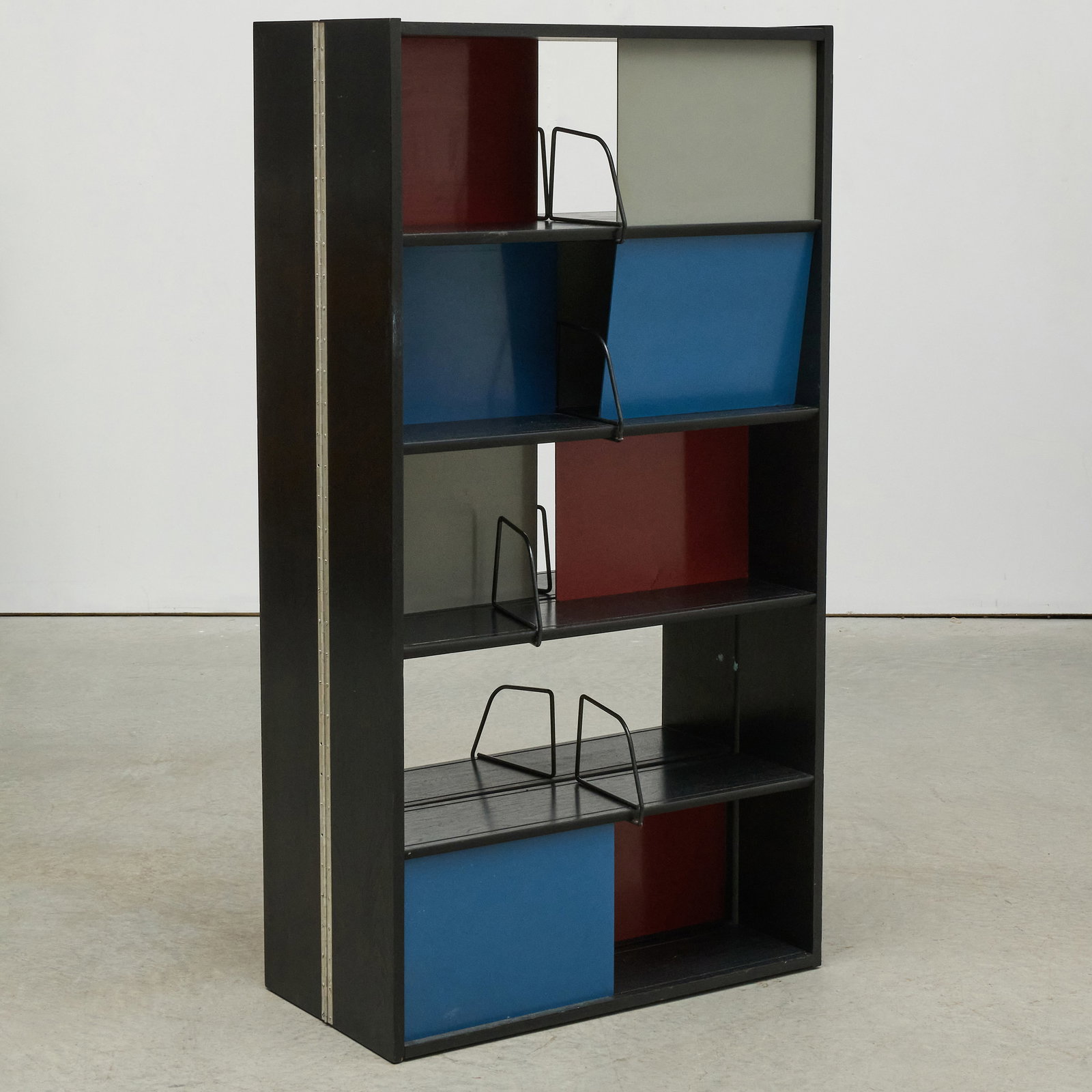 Ebonized Walnut and Painted Masonite Folding Shelving Unit (1 of 7)