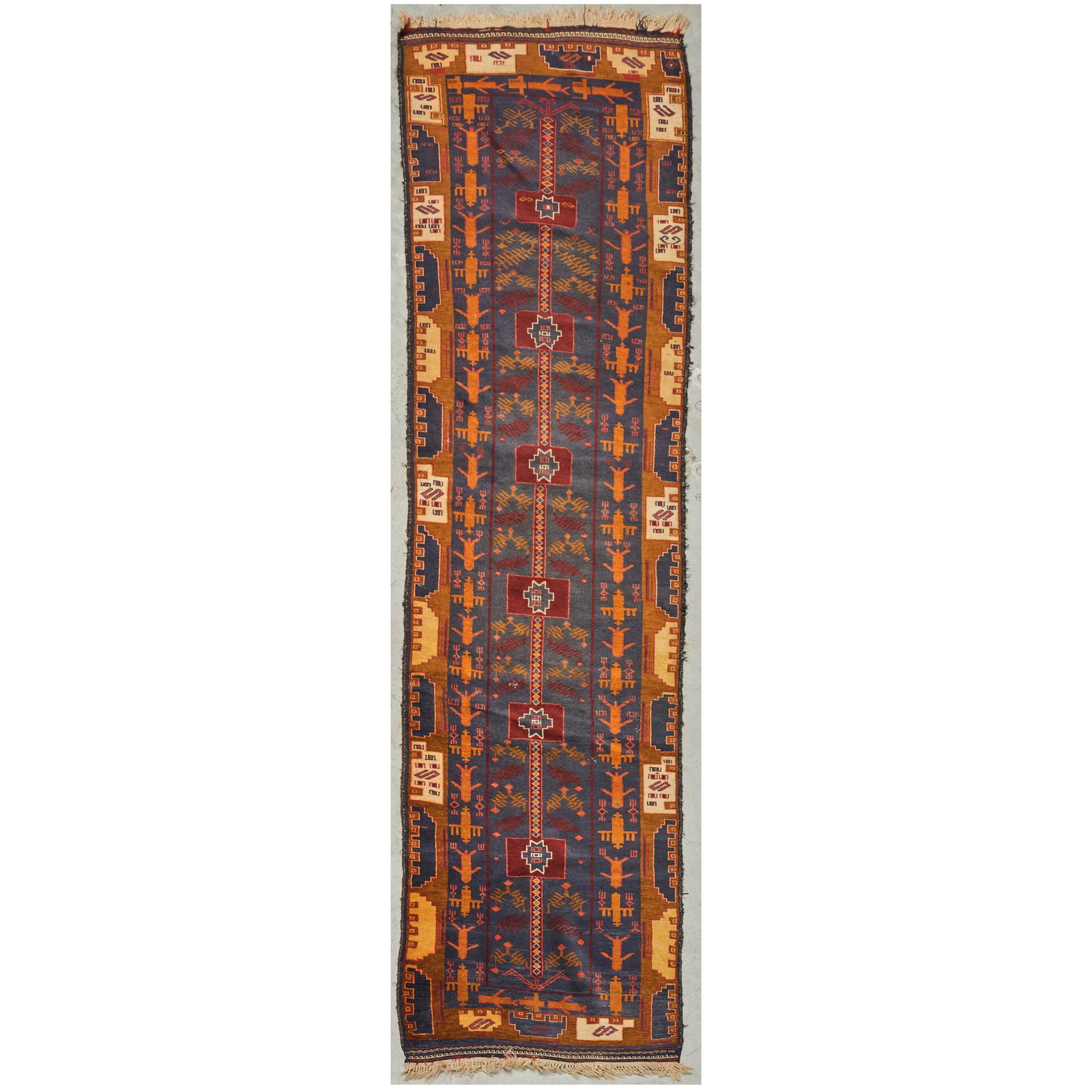 Afghan Wool Runner: Afghan Wool Runner Approximately 10 ft. 5 in. x 2 ft. 8 in. Collection of Barbara Jakobson.