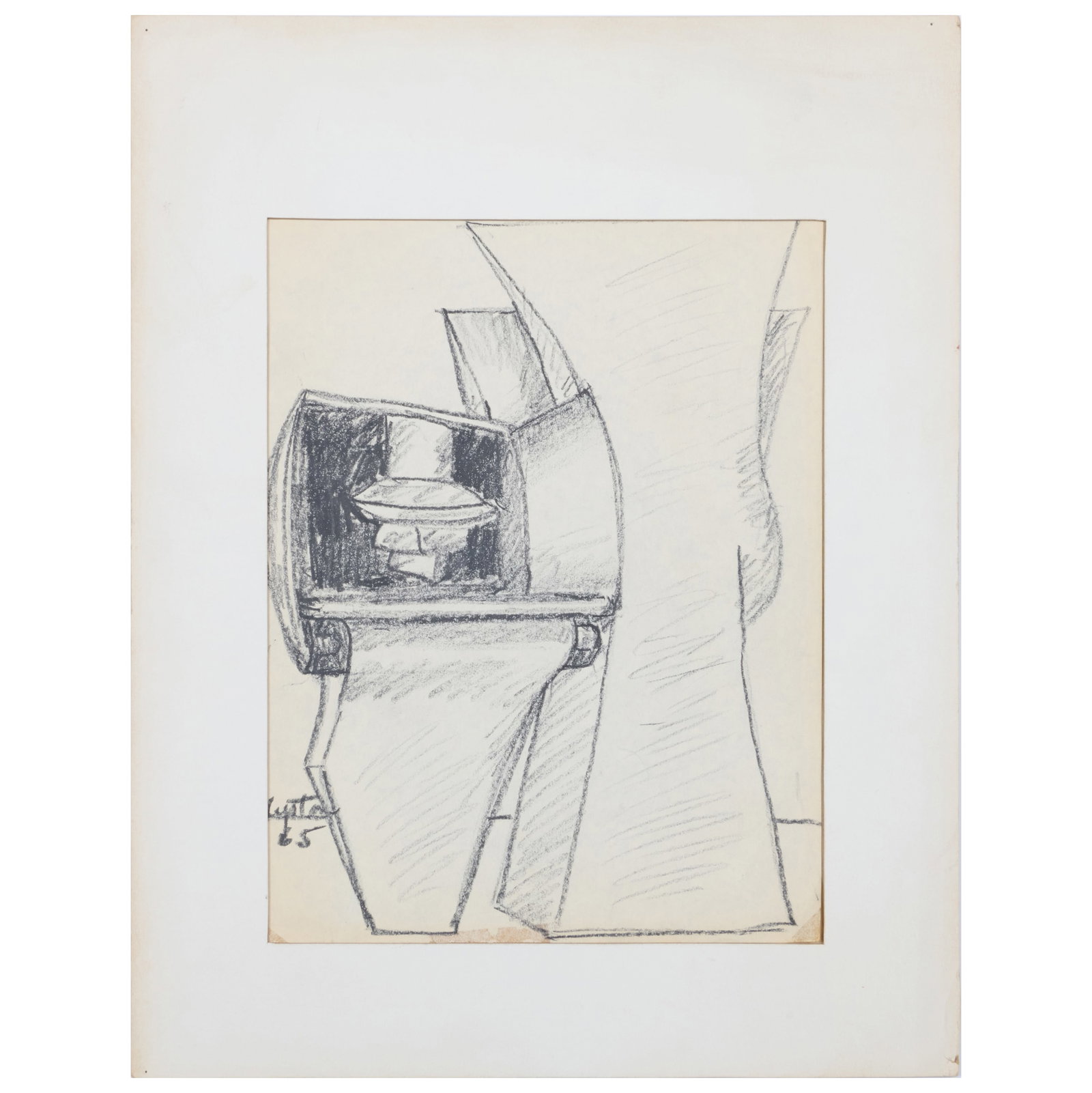 Seymour Lipton (1903-1986): Untitled: Seymour Lipton (1903-1986): Untitled Black crayon on paper, 1965, signed 'Lipton' and dated lower left. 11 x 8 1/4 in. (sheet), unframed. Collection of Barbara Jakobson.