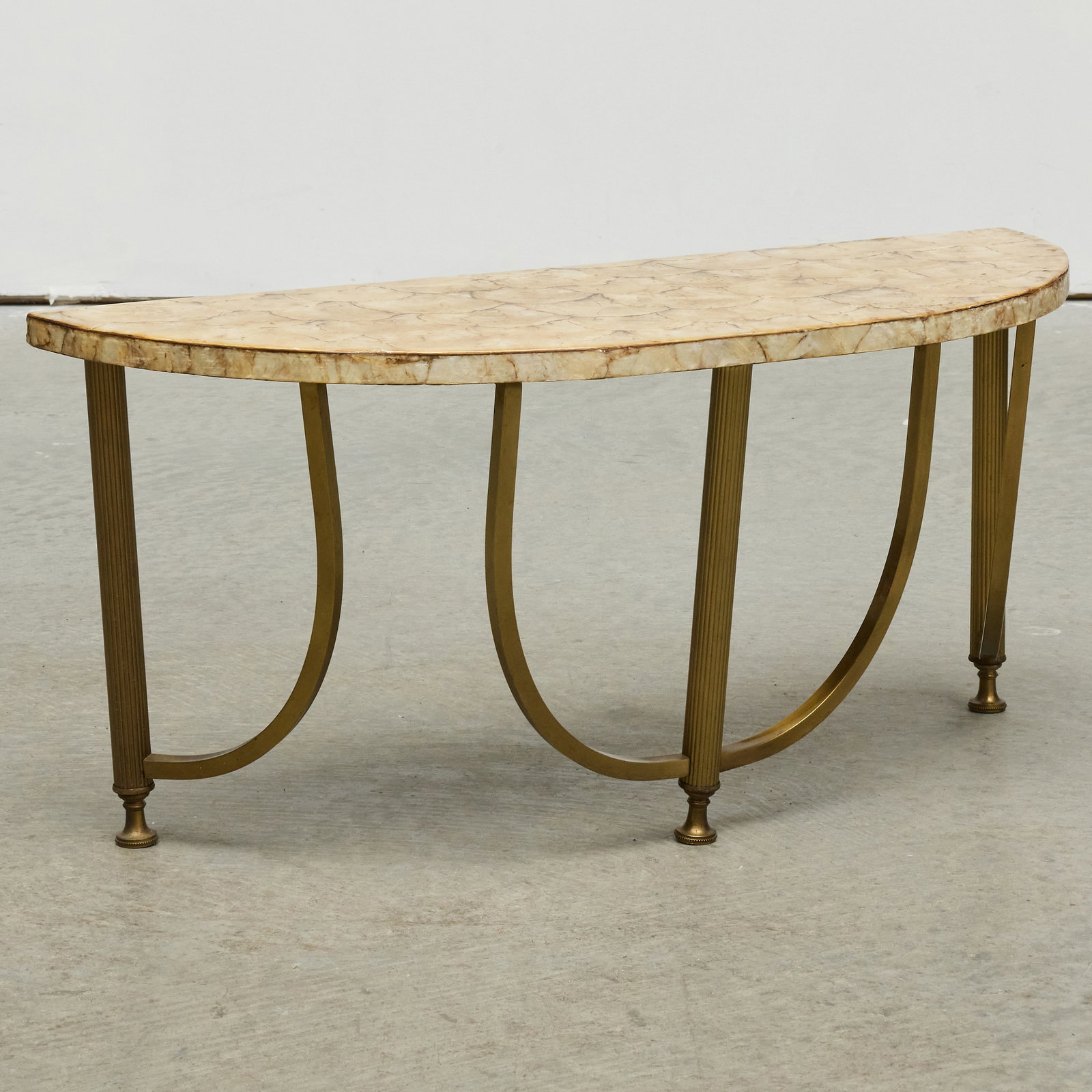 Small Capiz Shell and Brass Console Table in the Style of Karl Springer (1 of 7)