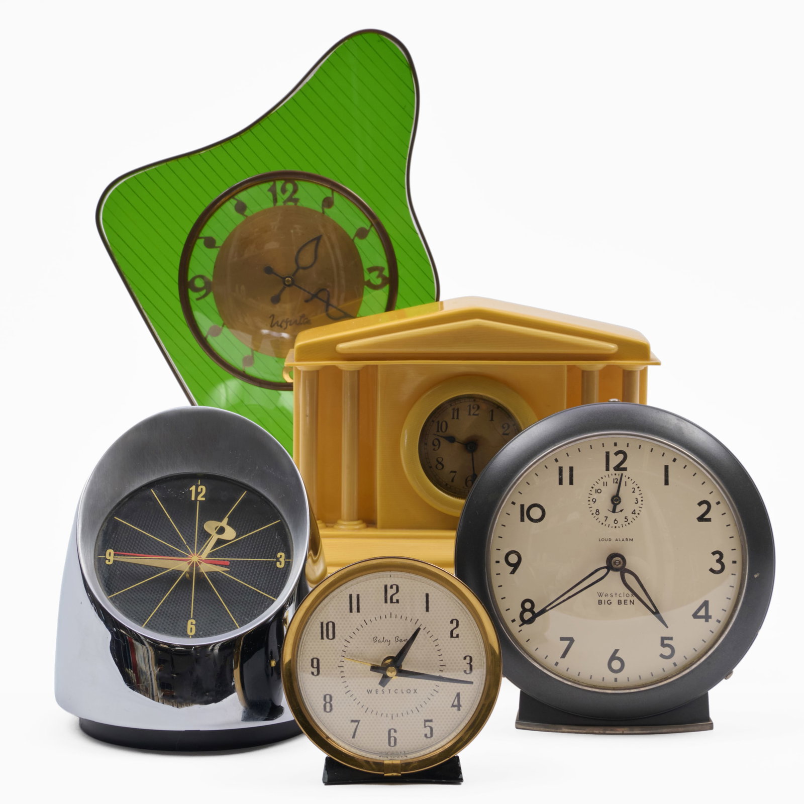 Group of Five Mid Century Desk Clocks (1 of 15)