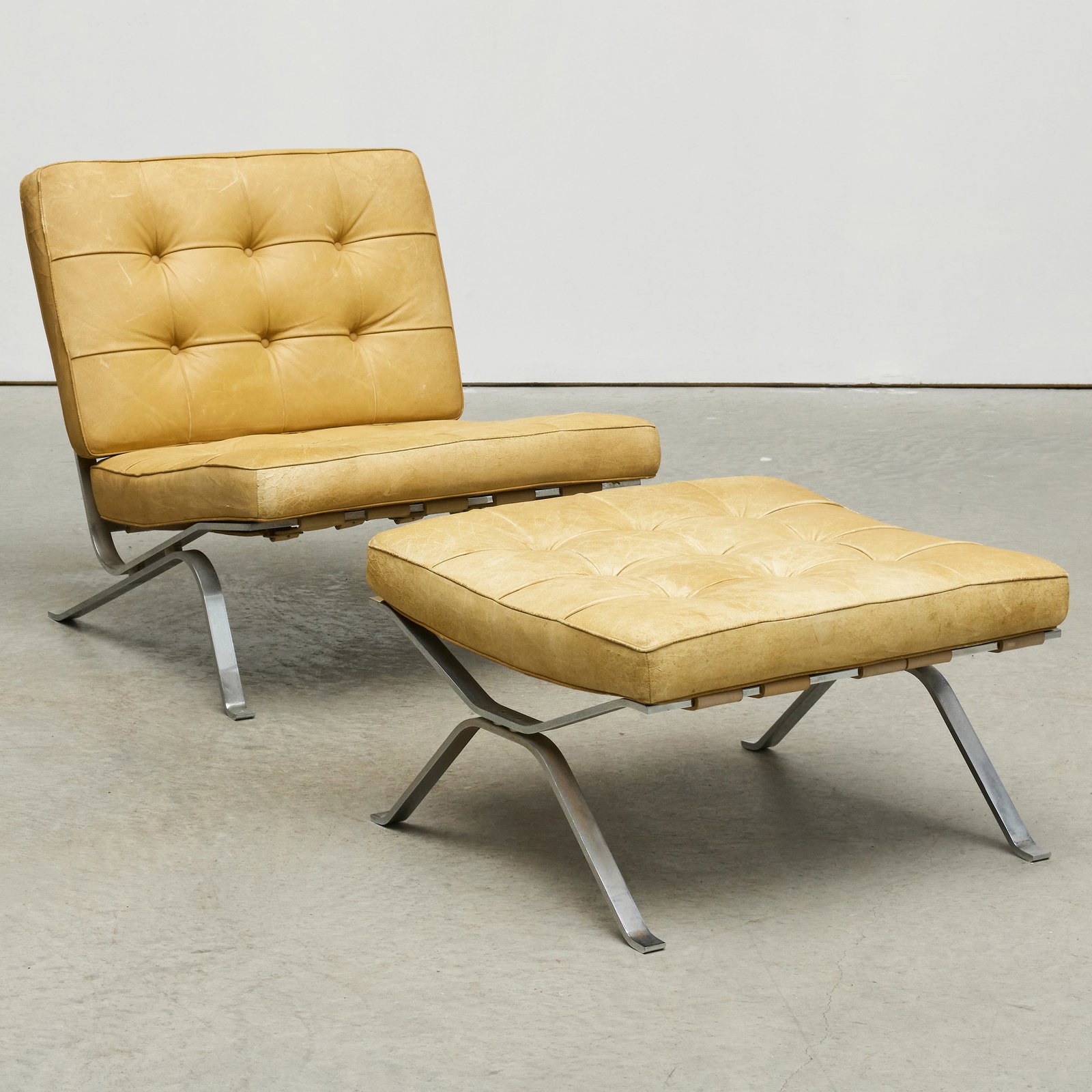 Robert Haussmann for de Sede Leather and Chrome-Plated Steel Model RH-301 Lounge Chair and Ottoman, (1 of 16)