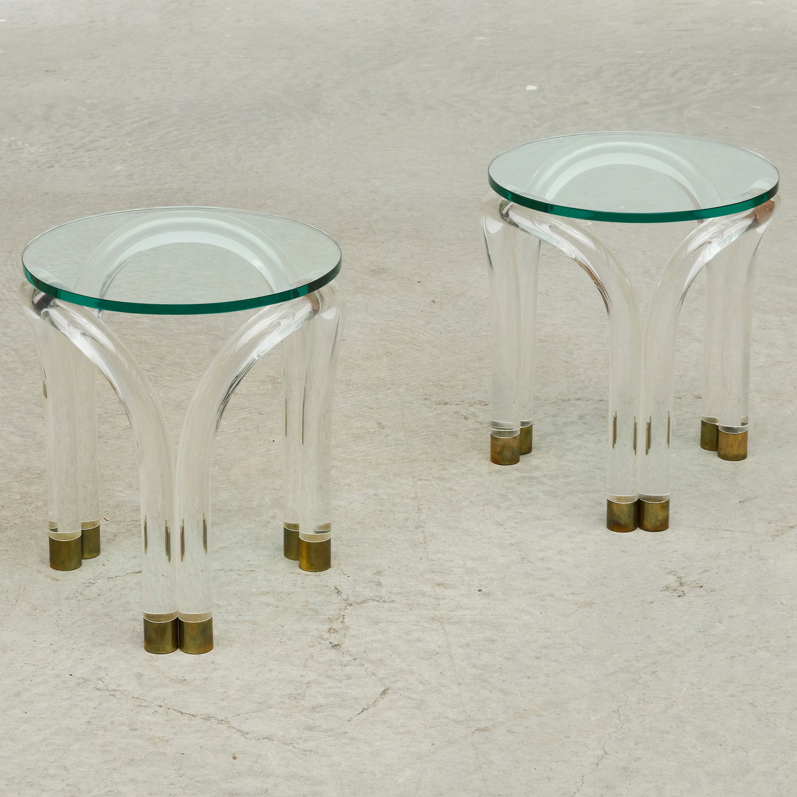 Pair of Lucite Glass Top Side Tables by Jeffrey Bigelow (1 of 7)