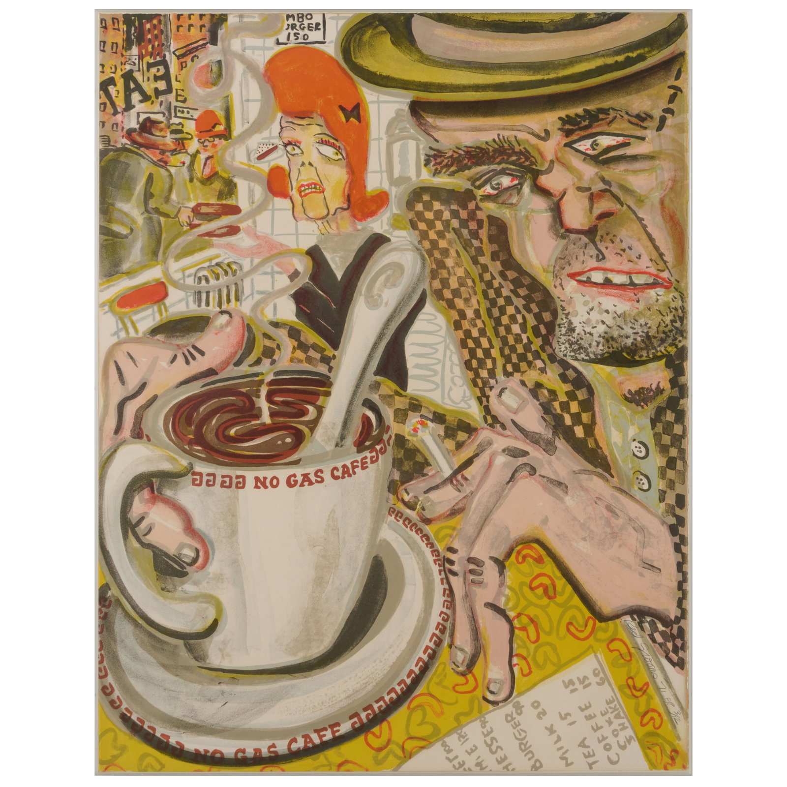 Red Grooms (b. 1937): Rat; Taxi Pretzel; Slushing; No Gas Cafe; and Local, from No Gas: Red Grooms (b. 1937): Rat; Taxi Pretzel; Slushing; No Gas Cafe; and Local, from No Gas The portfolio of five lithographs in colors on wove paper, 1971, all signed, dated and numbered AP 3/12 (the edit