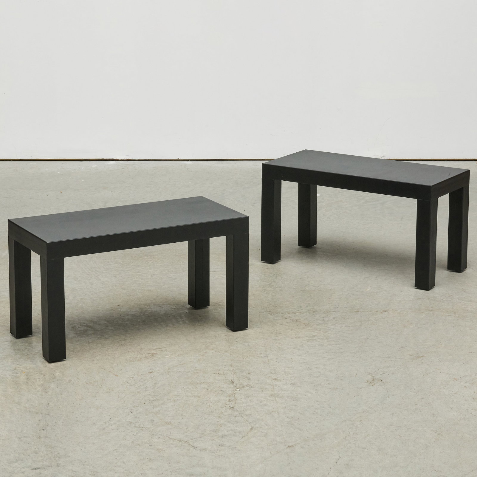 Pair of Modern Black Leather-Covered Low Tables (1 of 7)