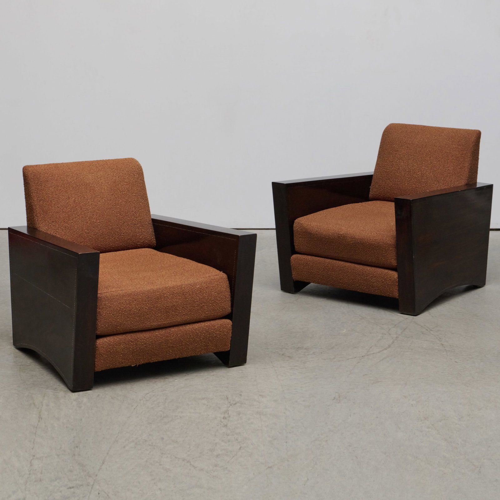 Pair of Art Deco Mahogany, Brass and Upholstered Armchairs, Attributed to Andre Sornay (1 of 7)