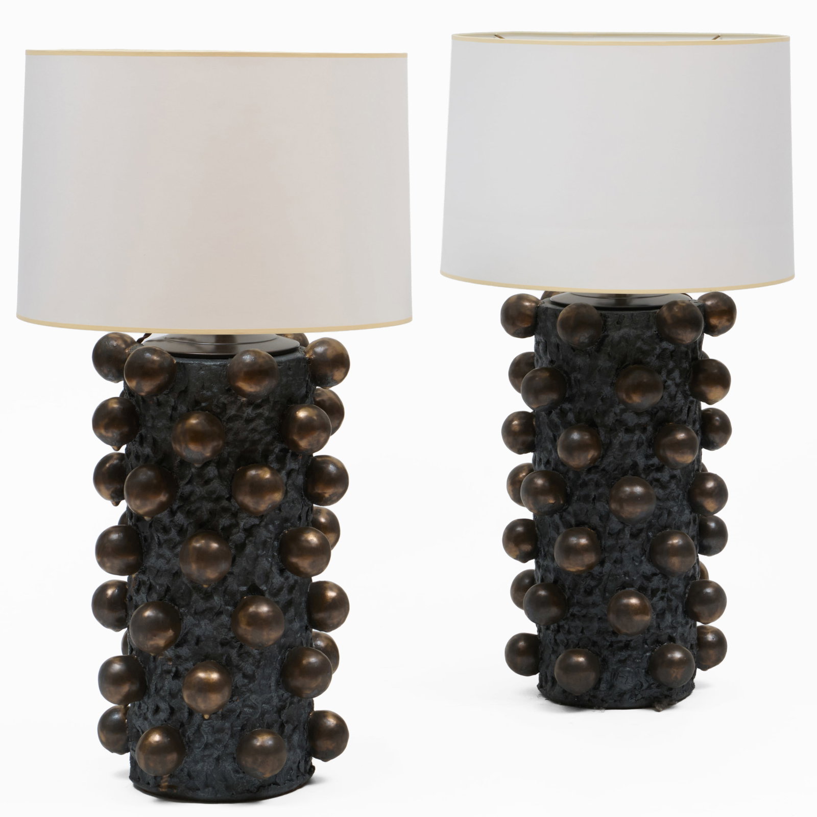 Pair of Peter Lane Large Metallic Glazed Ceramic Lamps (1 of 9)