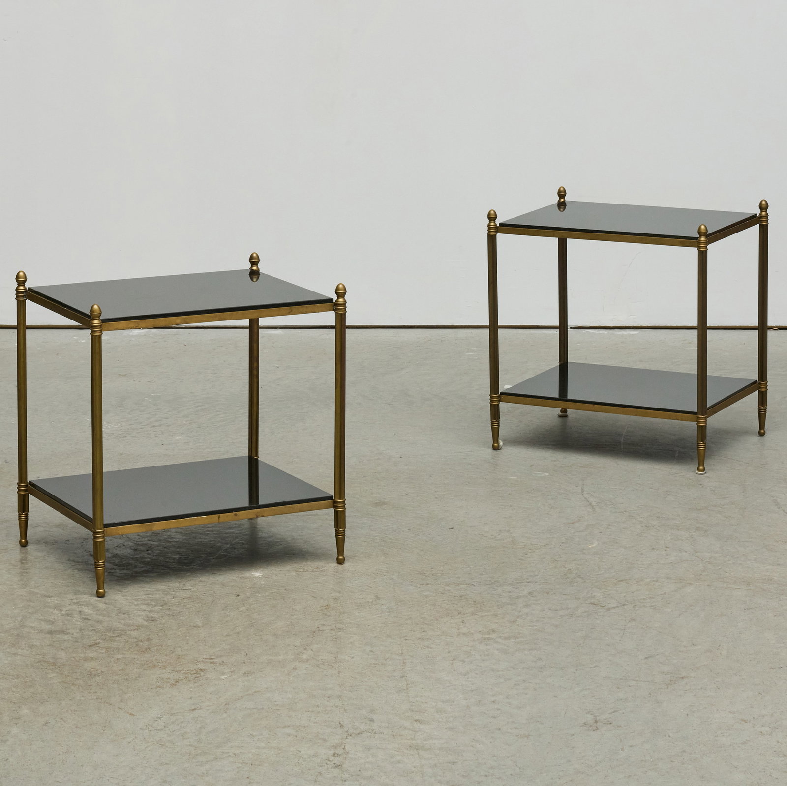 Pair of Brass and Black Granite Two-Tier Side Tables in the Manner of Maison Jansen (1 of 9)