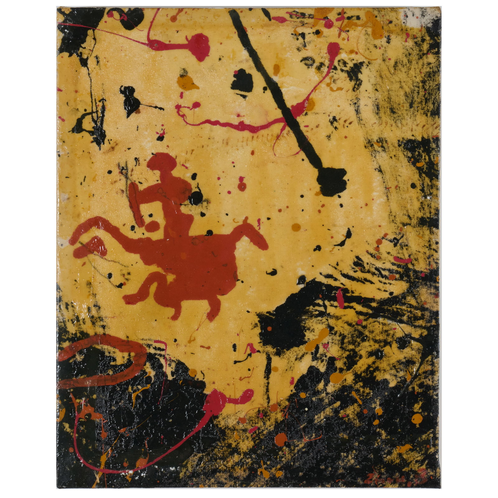 Zhou Brothers (Shan Zhou & DaHuang Zhou): Untitled (Abstract Figure): Zhou Brothers (Shan Zhou & DaHuang Zhou): Untitled (Abstract Figure) Acrylic on canvas, 1999, signed 'Zhou B', dated and inscribed 'BZ 1483' on the reverse. 20 x 16 in., unframed. Collection of Irena 