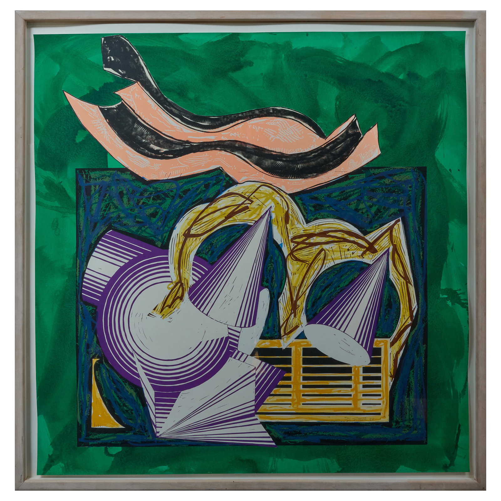 Frank Stella (1936-2024): One Small Goat Papa Bought for Two Zuzim, from Illustrations after El: Frank Stella (1936-2024): One Small Goat Papa Bought for Two Zuzim, from Illustrations after El Lissitzky's Had Gadya Lithograph, linoleum cut and screenprint in colors with hand-coloring and collage 