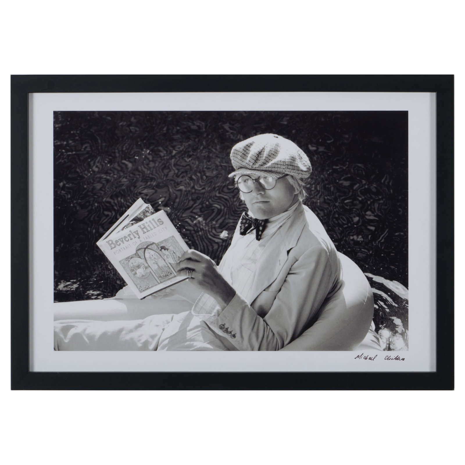 Michael Childers (b. 1944): Hockney Reading, at Rising Glenn, Hollywood: Two Images (1 of 4)