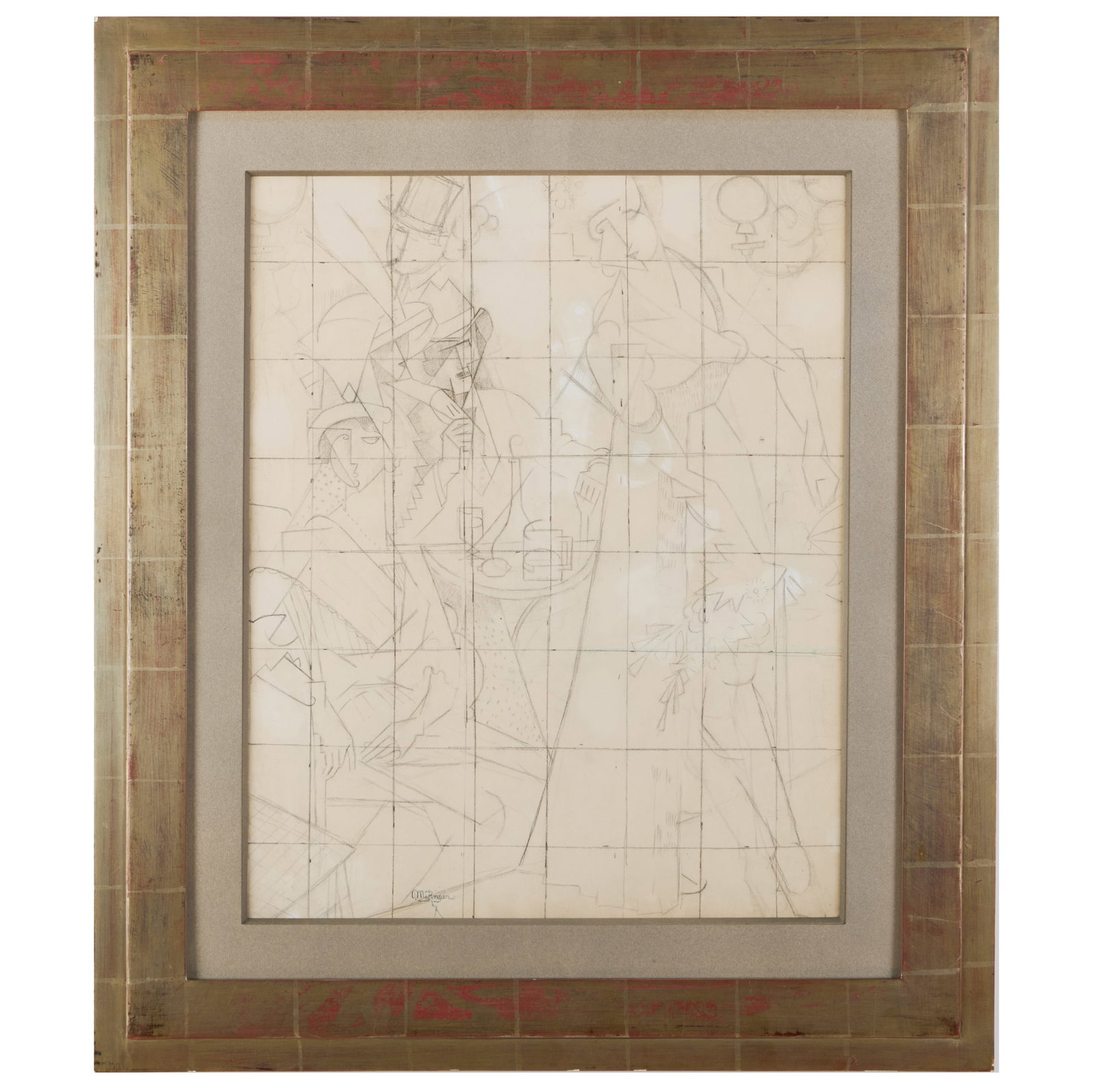 Jean Metzinger (1883-1956): Etude pour Danseuse dans un cafe: Jean Metzinger (1883-1956): Etude pour Danseuse dans un cafe Pencil with white heightening on paper laid down on paper, 1912, signed 'Metzinger' lower left, with label from B.C. Holland Inc.,