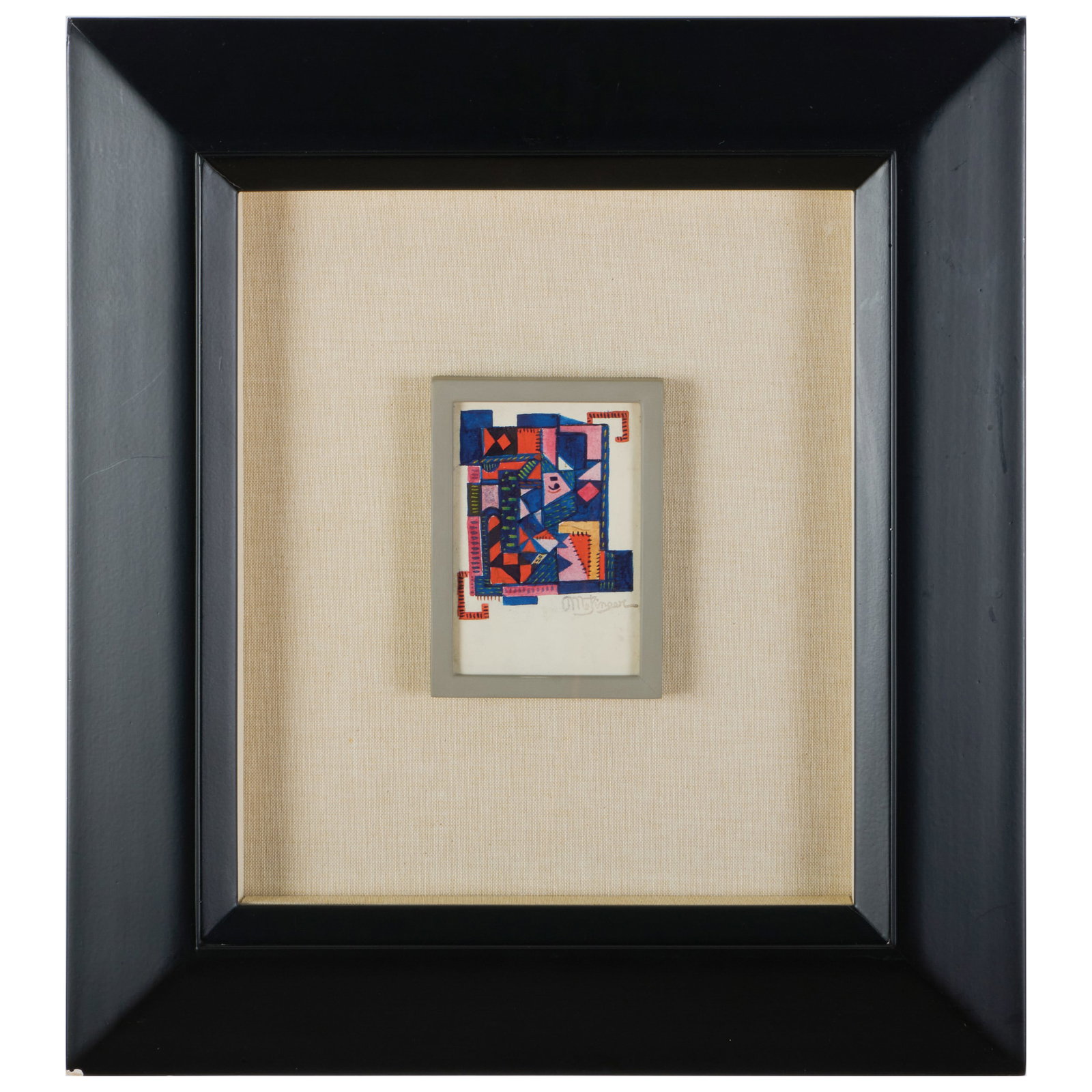 Jean Metzinger (1883-1956): Composition: Jean Metzinger (1883-1956): Composition Gouache on paper, with the artist's inkstamp, with label from Galerie Paul Vallotton, Lausanne. 4 3/4 x 3 1/4 in. (sight), 18 3/4 x 17 in. (frame). Galer