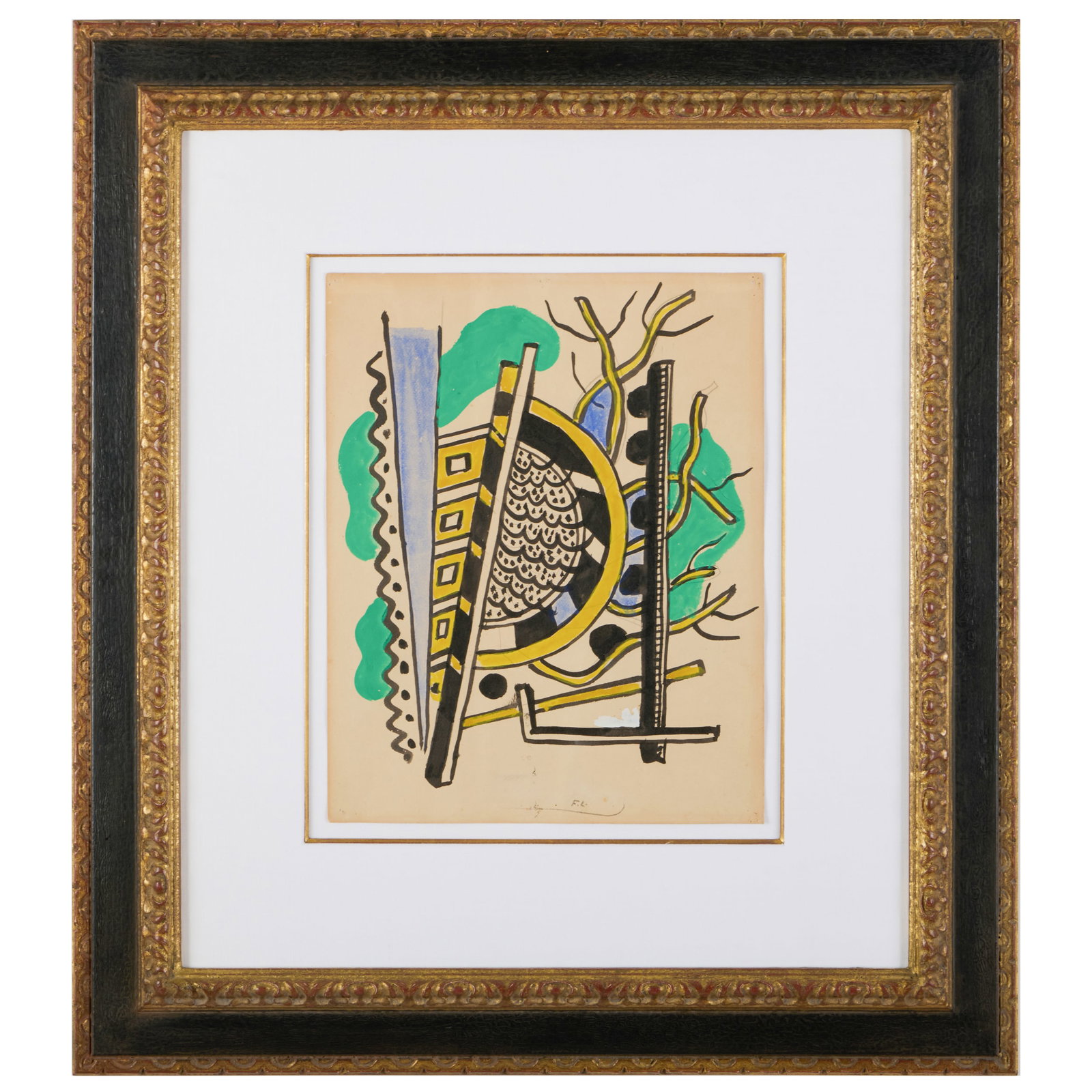 Attributed to Fernand Leger (1881-1955): Elements de paysage: Attributed to Fernand Leger (1881-1955): Elements de paysage Gouache, ink and pencil on cream paper, 1933, signed with initials 'FL' lower right. 15 x 11 3/4 in. (sheet), 28 1/2 x 25 1/2 in