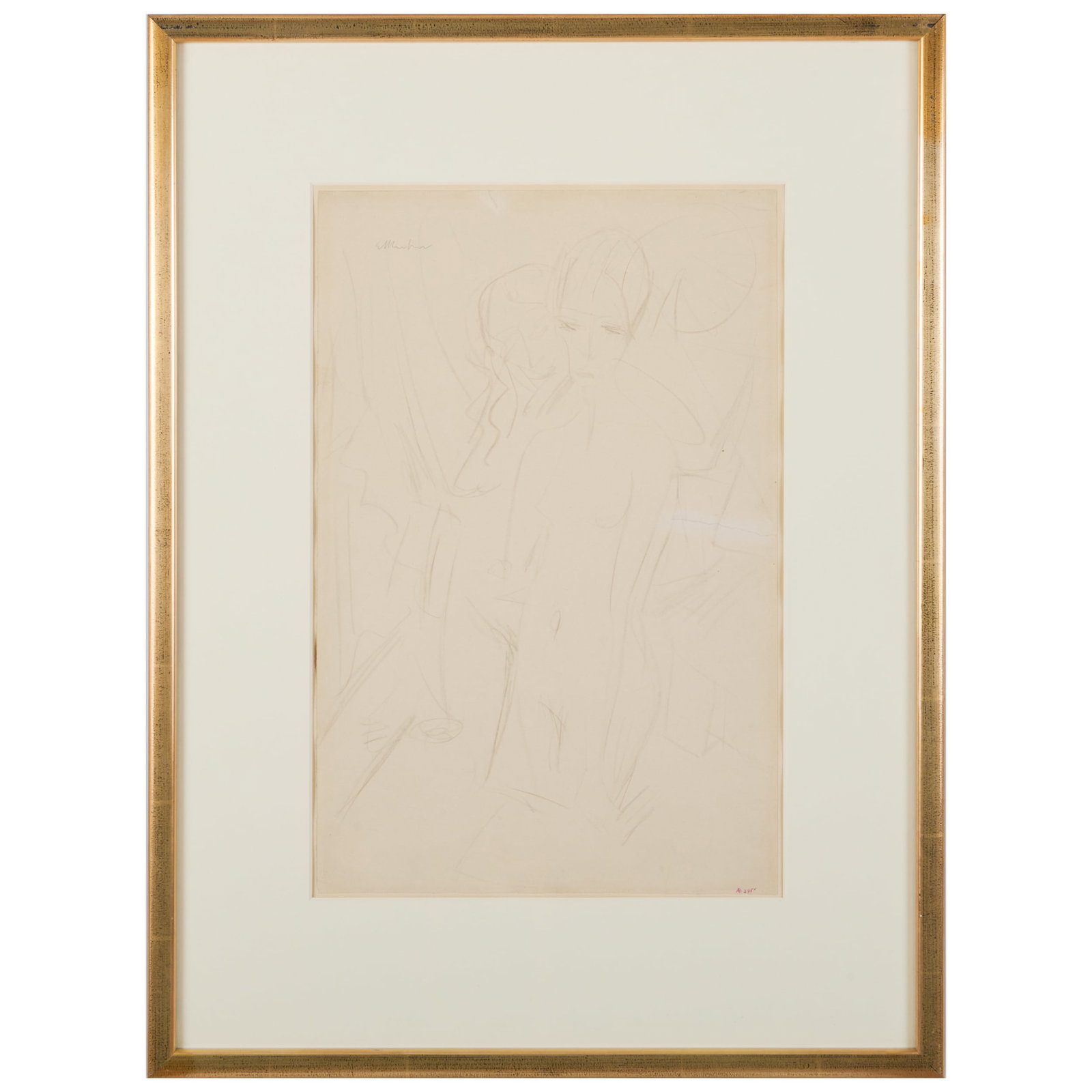 Ernst Ludwig Kirchner (1880-1938): Zwei Weibliche Akte: Ernst Ludwig Kirchner (1880-1938): Zwei Weibliche Akte Brown chalk on paper, 1910/11, signed 'ELKirchner' upper left, inscribed 'No. 245' in another hand lower right. 19 x 12 1/2 in. (sheet), 28 