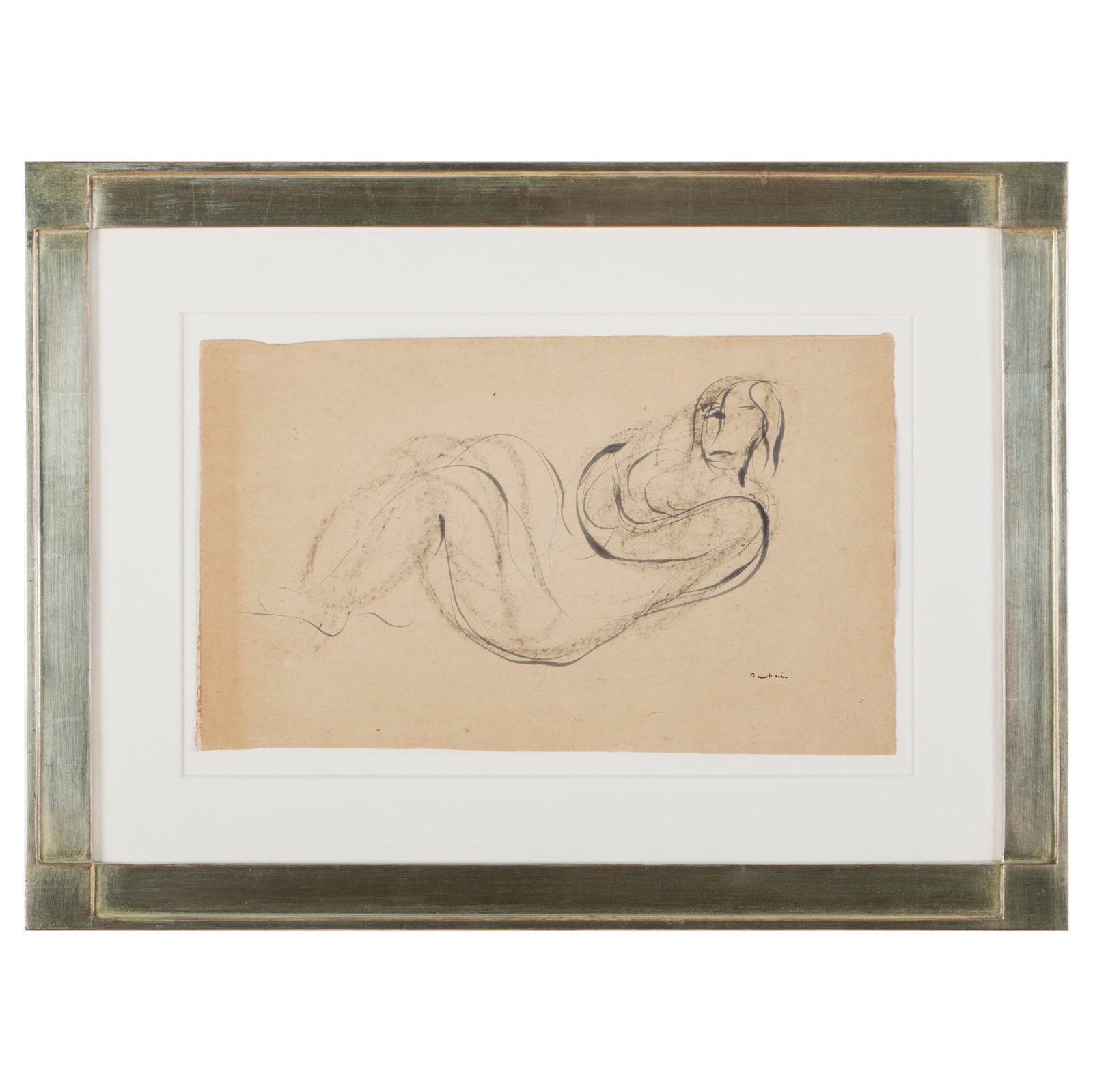 Jean Fautrier (1898-1964): Le Repos du modele: Jean Fautrier (1898-1964): Le Repos du modele Pencil on paper, signed 'Fautrier' lower left. 8 1/4 x 13 3/4 in. (sheet), 15 1/4 x 20 3/4 in. (frame). Sold J.P. Osenat, Versailles, June 25, 2023, Lot 8