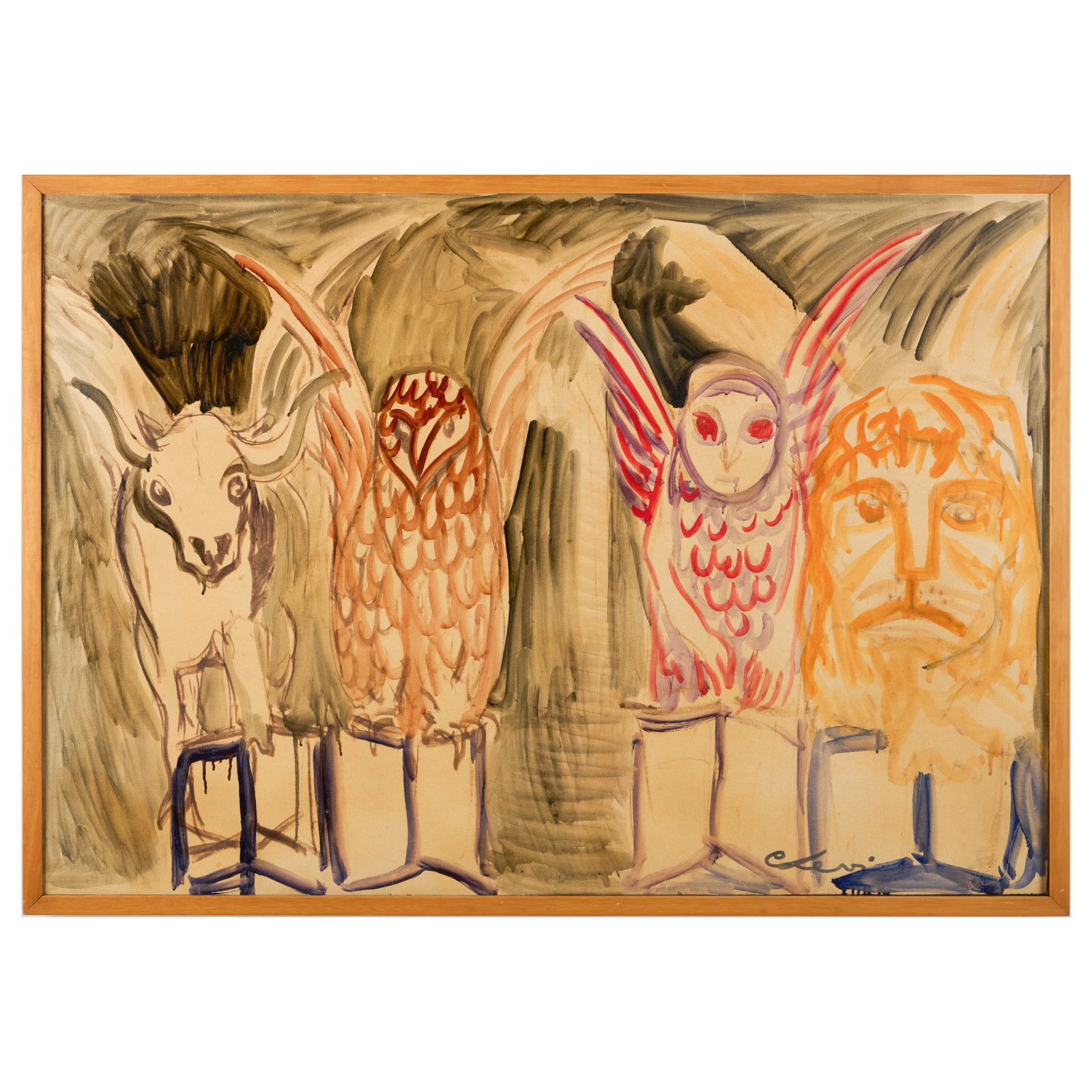 Carlo Levi (1902-1975): Israel, il nuovo Stato nascente I: Carlo Levi (1902-1975): Israel, il nuovo Stato nascente I Mixed media on paper laid down on canvas, 1948, signed 'C Levi' lower right, titled and dated on the stretcher. 27 1/4 x 39 1/4 in., 28 3