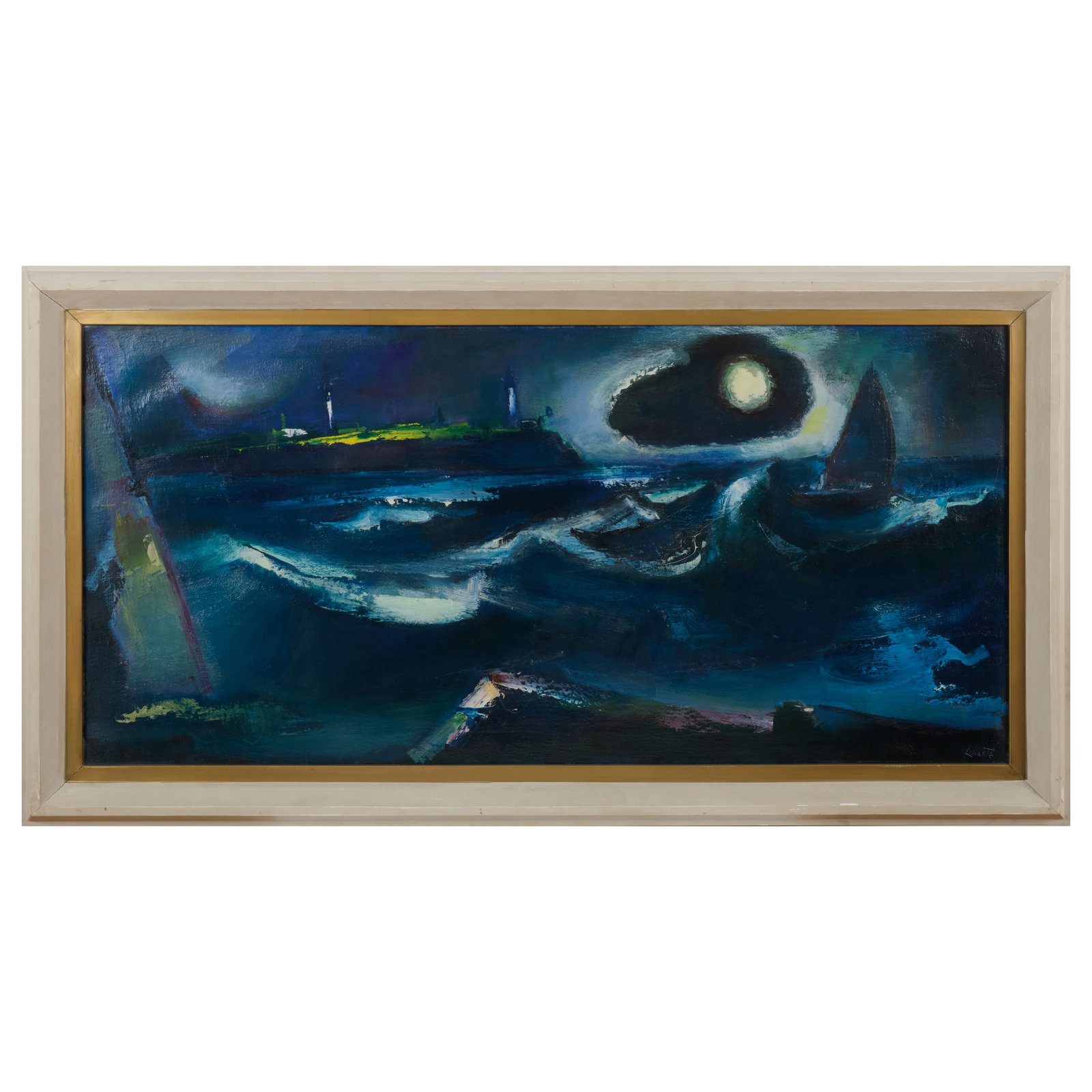 Lewis Jean Liberte (1896-1965): Moonlit Sea: Lewis Jean Liberte (1896-1965): Moonlit Sea Oil on canvas, 1942, signed 'Liberte' lower right, with label from Virginia Museum of Fine Arts, Richmond, Tweed Gallery, University of Minnesota and
