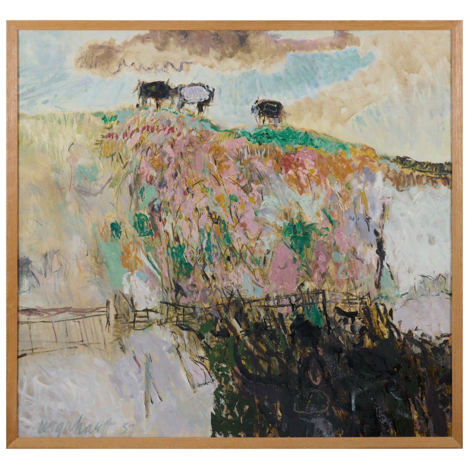 Tony Uurquhart (1934-2022): Evening Image: Tony Uurquhart (1934-2022): Evening Image Oil on canvas, 1957, signed 'Uurquhart' and dated lower left, with label from Tweed Gallery, University of Minnesota and Walker Art Center, Minneapolis. 38 x