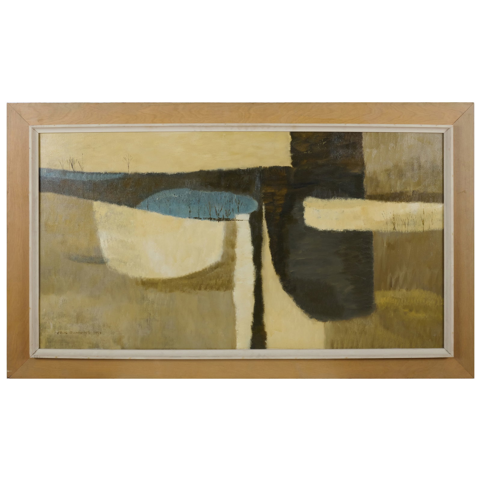 Cyrus Maynard Running (1913-1976): Remembrance: Cyrus Maynard Running (1913-1976): Remembrance Oil on canvas, 1959, signed 'Cyrus Running' and dated lower left, with label from Walker Art Center, Minneapolis. 26 x 48 in., 32 1/2 x 54 1/2 in. (frame