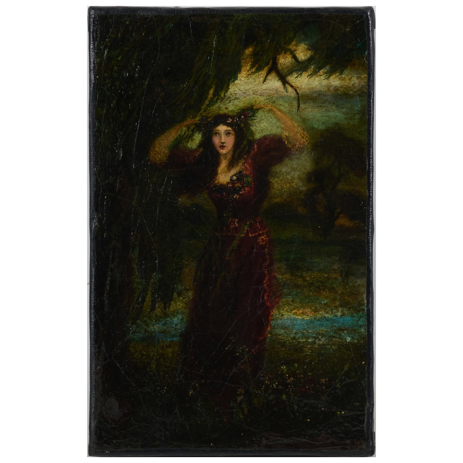 Louise Fitzpatrick (b. 1933): Ophelia: Louise Fitzpatrick (b. 1933): Ophelia Oil on canvas, unsigned, with label from Walker Art Center, Minneapolis, lined. 12 x 7 1/2 in., unframed. Gift of Philip Evergood, 1949. Walker Art Center,