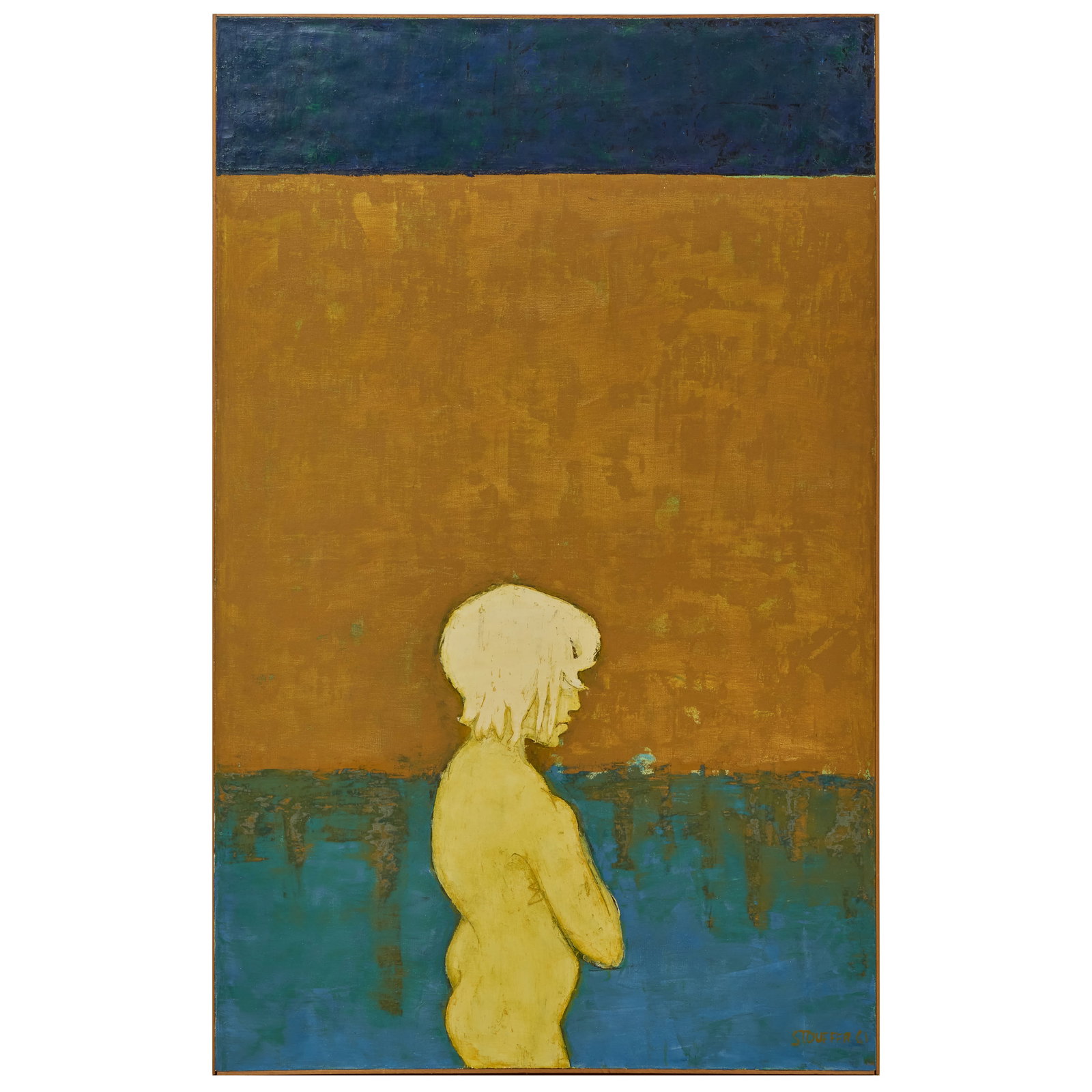 Neil Stouffer (1931-2022): Nude in the River: Neil Stouffer (1931-2022): Nude in the River Oil on canvas, 1961, signed 'Stouffer' and dated lower right, with label from Walker Art Center, Minneapolis. 75 x 48 in., 75 1/2 x 48 1.2 in. (frame).