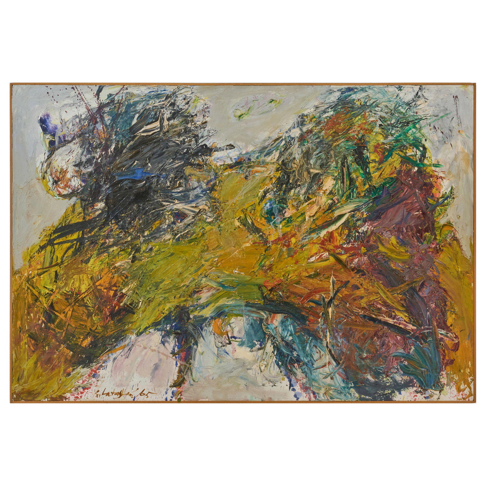 Ger Lataster (1920-1992): Yellow Bow: Ger Lataster (1920-1992): Yellow Bow Oil on canvas, 1965, signed 'G. Lataster' and dated lower left, with label from Walker Art Center, Minneapolis. 34 x 50 in., 34 1/2 x 50 1/2 in. (frame). Gift of