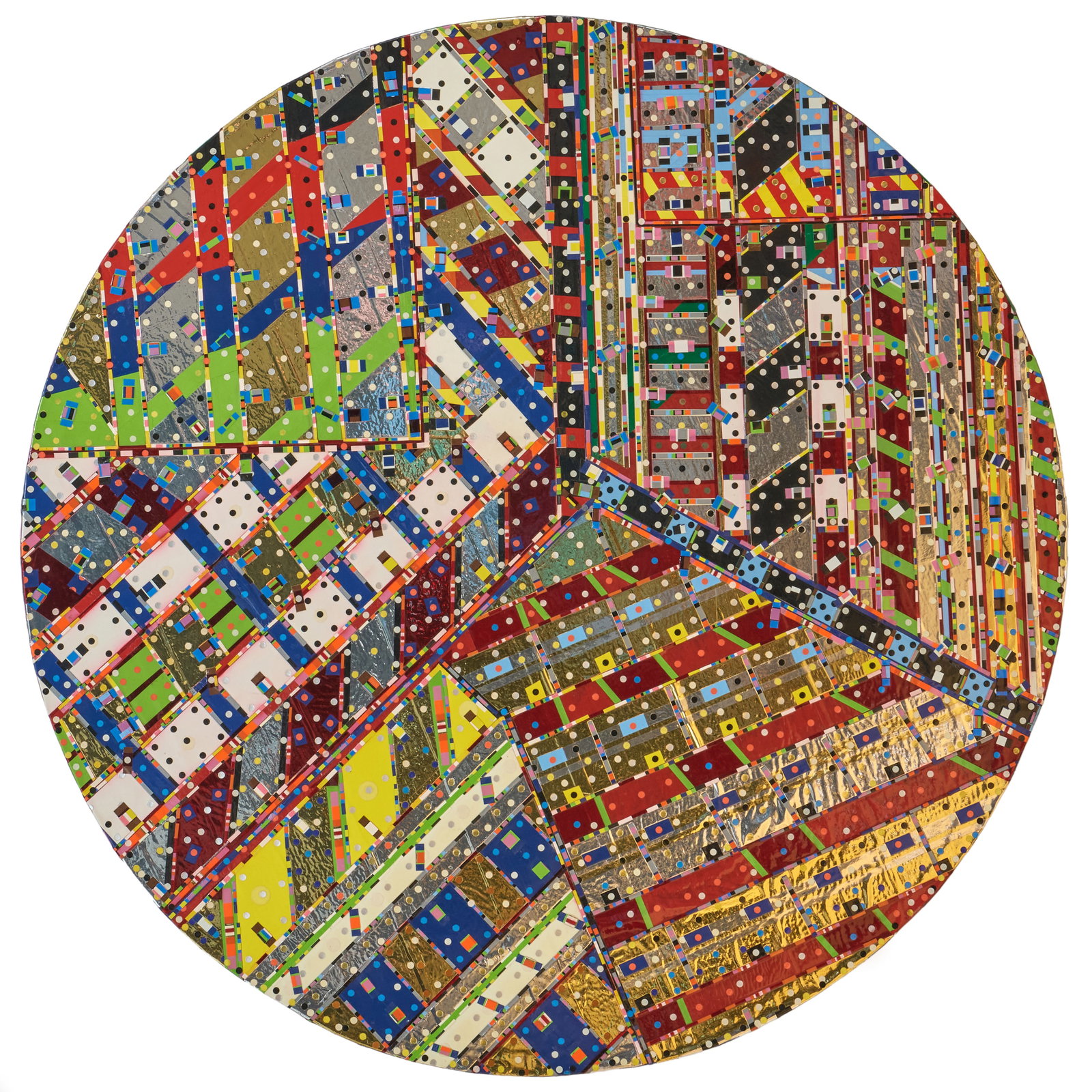 Robert Kerns (1943-2022): Circle: Robert Kerns (1943-2022): Circle Tape on canvas stretched over wood board, 1973-74, unsigned, with label from the Walker Art Center, Minneapolis. 40 in. (diam), unframed. Anonymous gift, 1974.