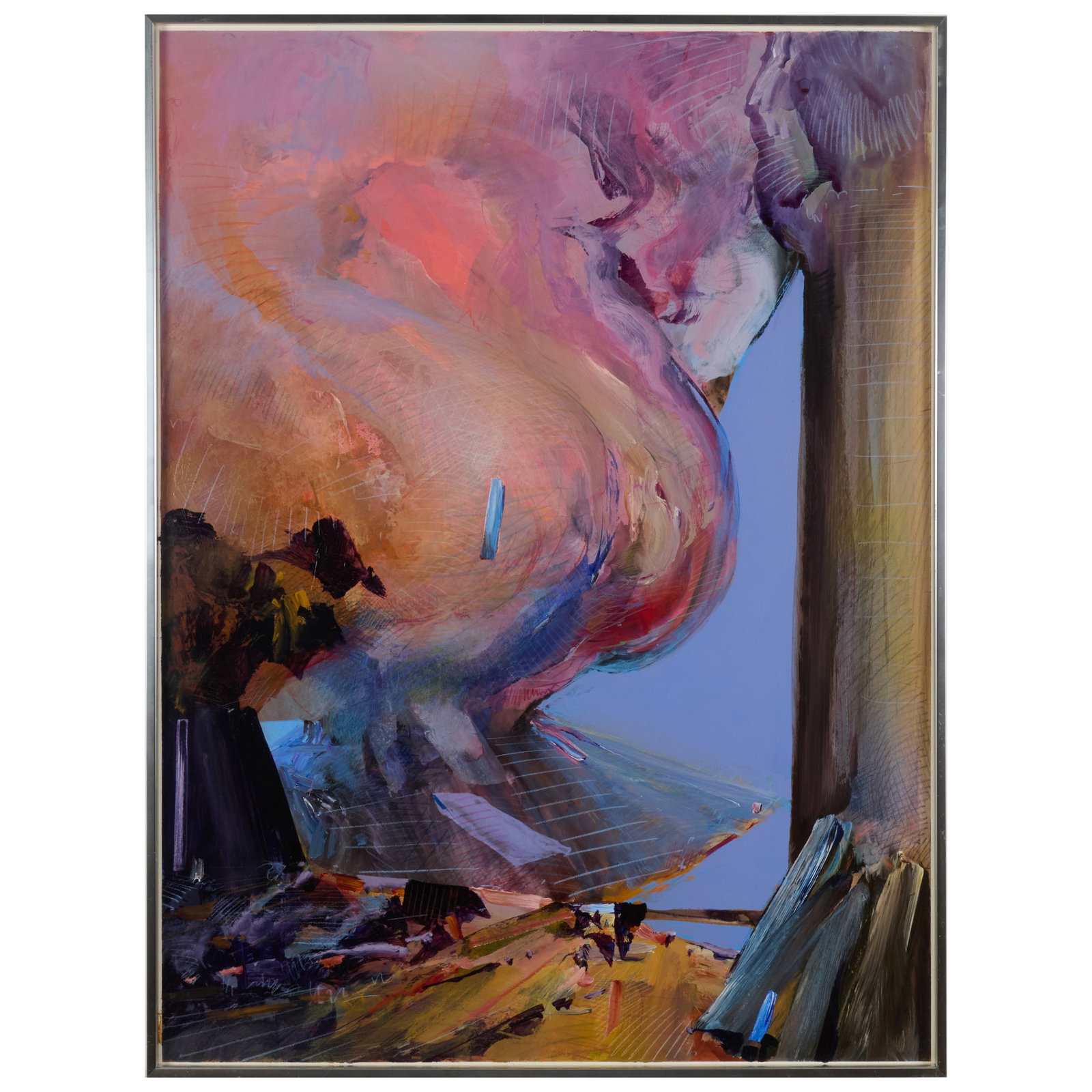 Jerry Rudquist (1934-2001): Cloud Window: Jerry Rudquist (1934-2001): Cloud Window Acrylic paint and colored pencil on rag paper, 1976, signed 'Jerry Rudquist' and dated lower center, with a sketch and installation instruction on the back of