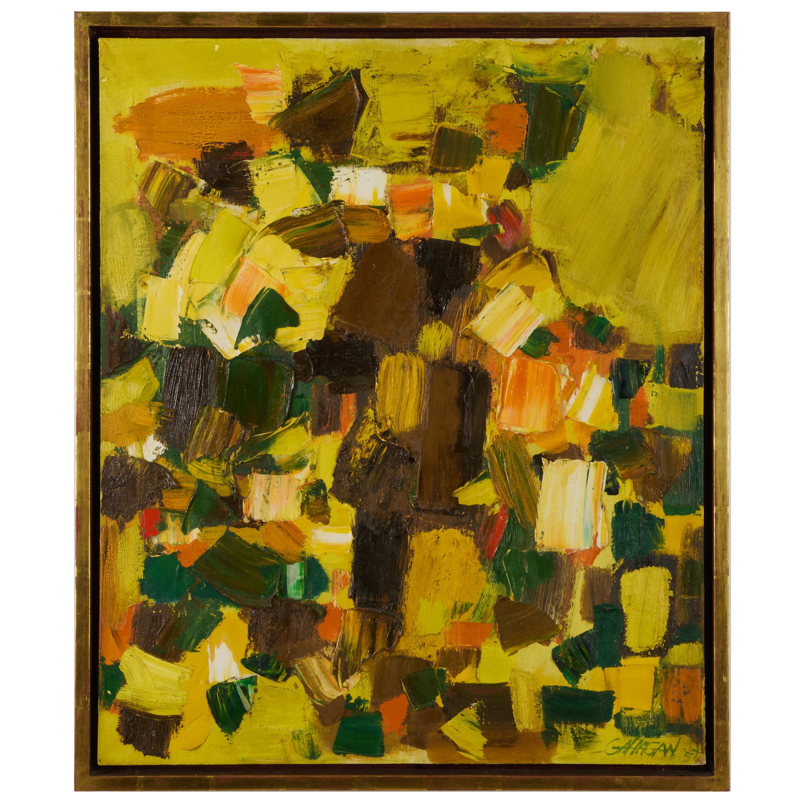 James Gahagan (1927-1999): September Song: James Gahagan (1927-1999): September Song Oil on linen, 1957, signed 'Cahagan' and dated lower right, titled and dated on paperboard on the reverse, with a partial label and label from Philip Douglas 