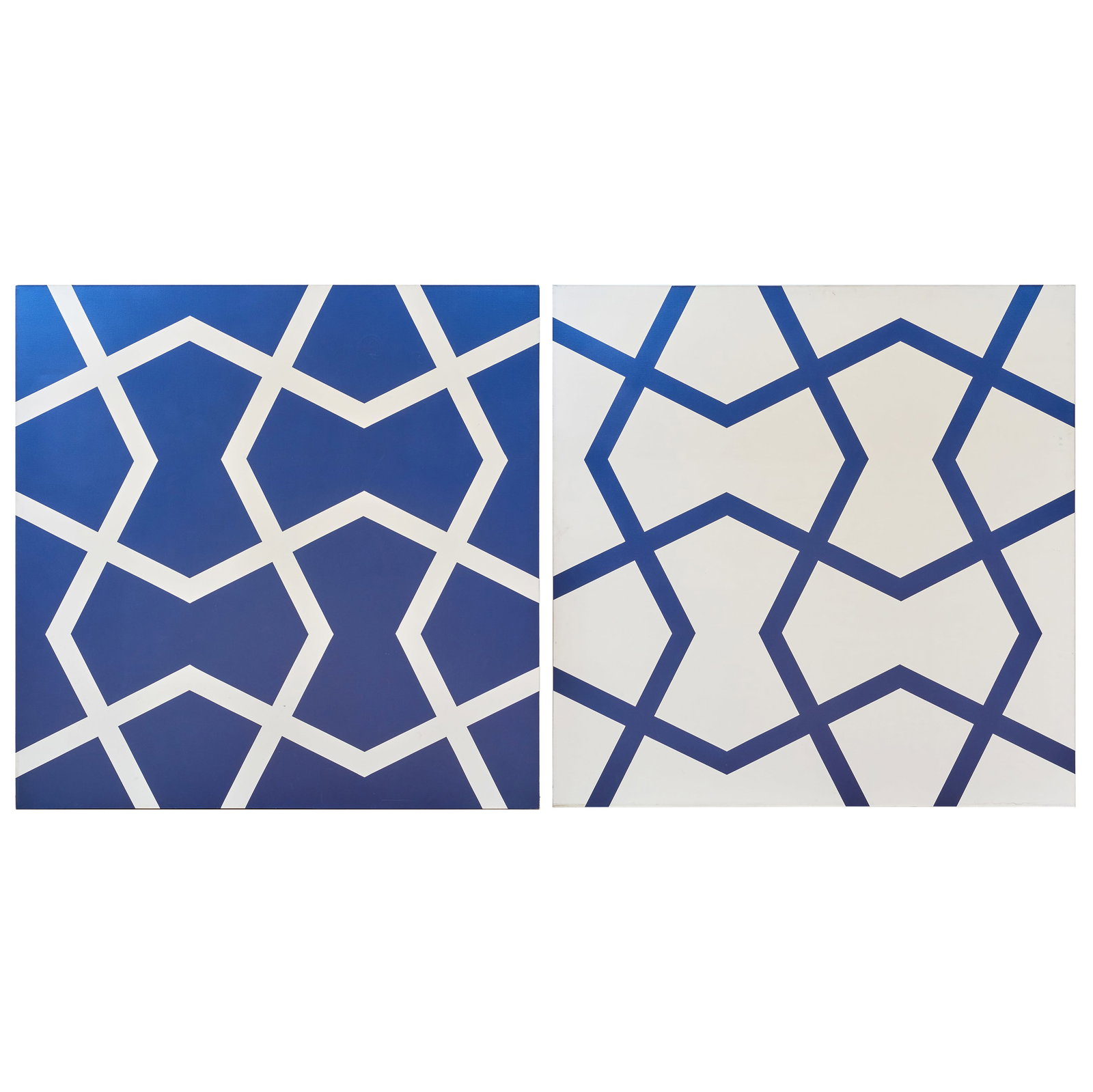 Steven Naifeh (b. 1952): Jali XXVII: Venetian Blue and White (Diptych): Steven Naifeh (b. 1952): Jali XXVII: Venetian Blue and White (Diptych) Acrylic on two canvases, 2011, unsigned. 72 x 144 in. (overall), unframed. Sold Doyle New York, March 13, 2024, Lot 50.