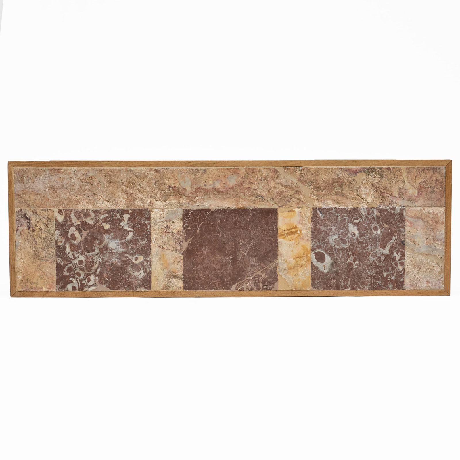 Rectangular Marble and Oak Low Table on Twin Ulmer Stool Supports - 6