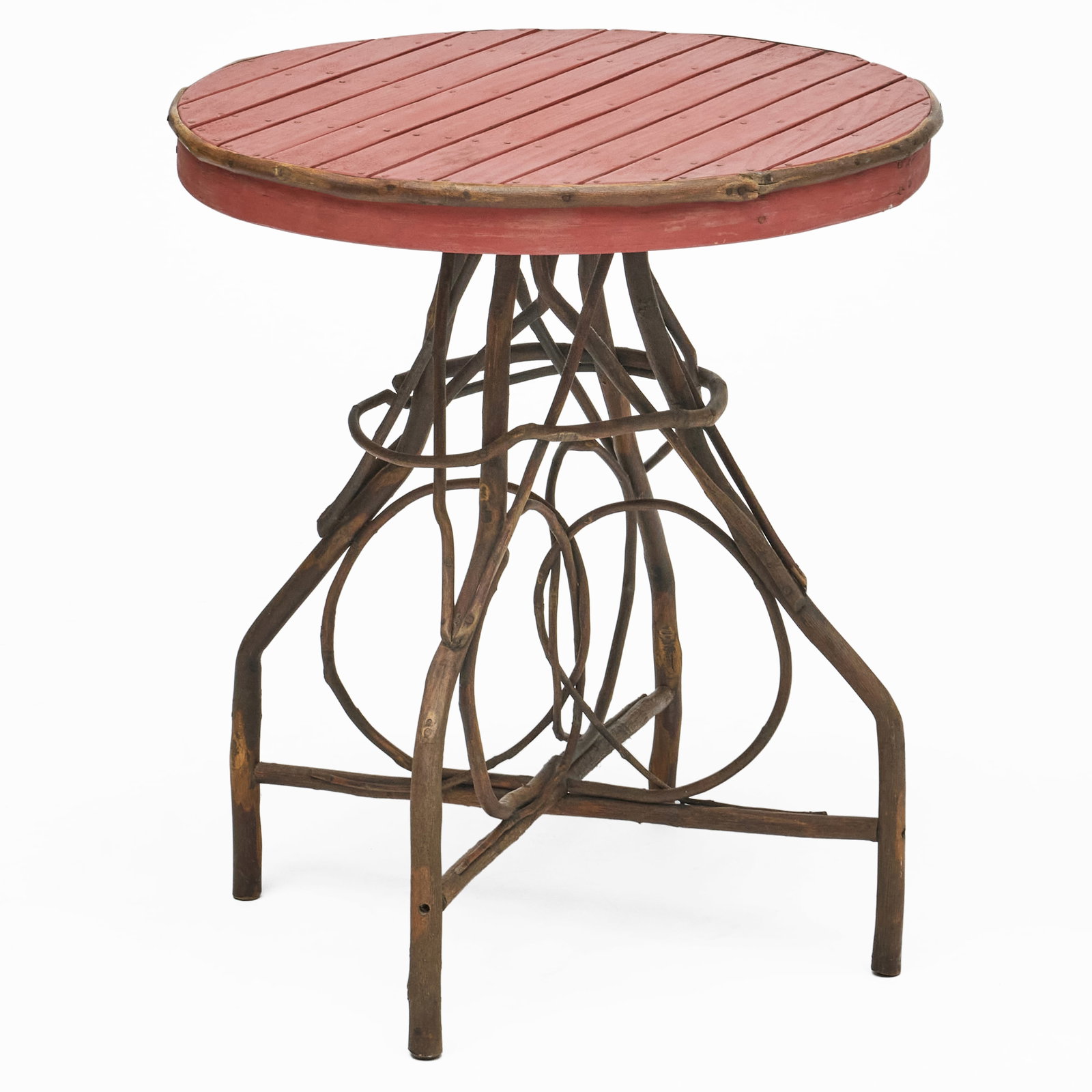 American Rustic and Painted Twig Table: American Rustic and Painted Twig Table 28 x 24 1/2 in. diam. Collection of Nancy McClelland.