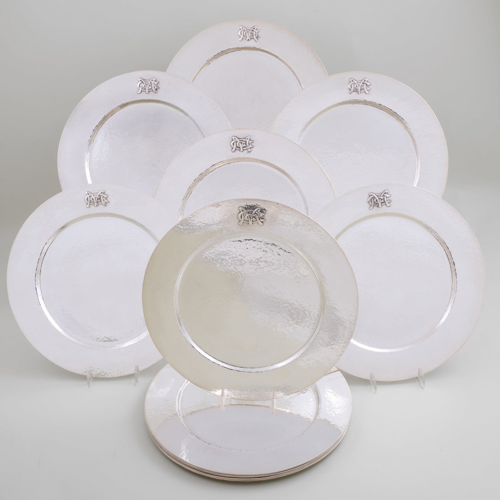 Set of Twelve Clemens Friedell Planished Silver Chargers (1 of 11)
