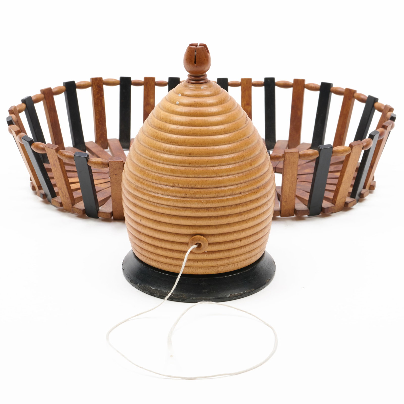 Treen Basket and a Fruitwood String Holder (1 of 15)