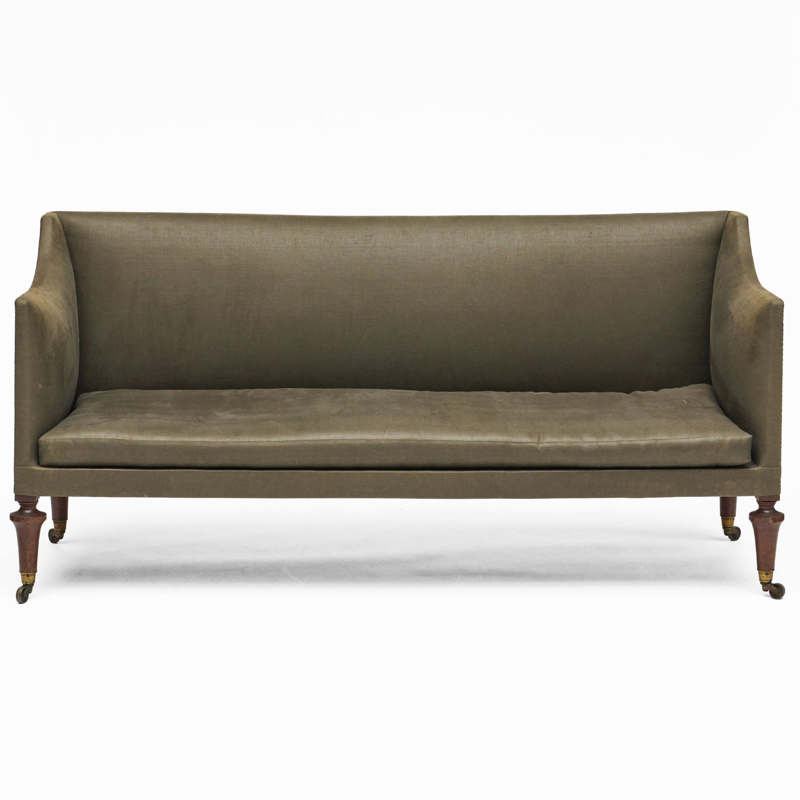 George III Style Mahogany and Linen Upholstered Sofa - 2