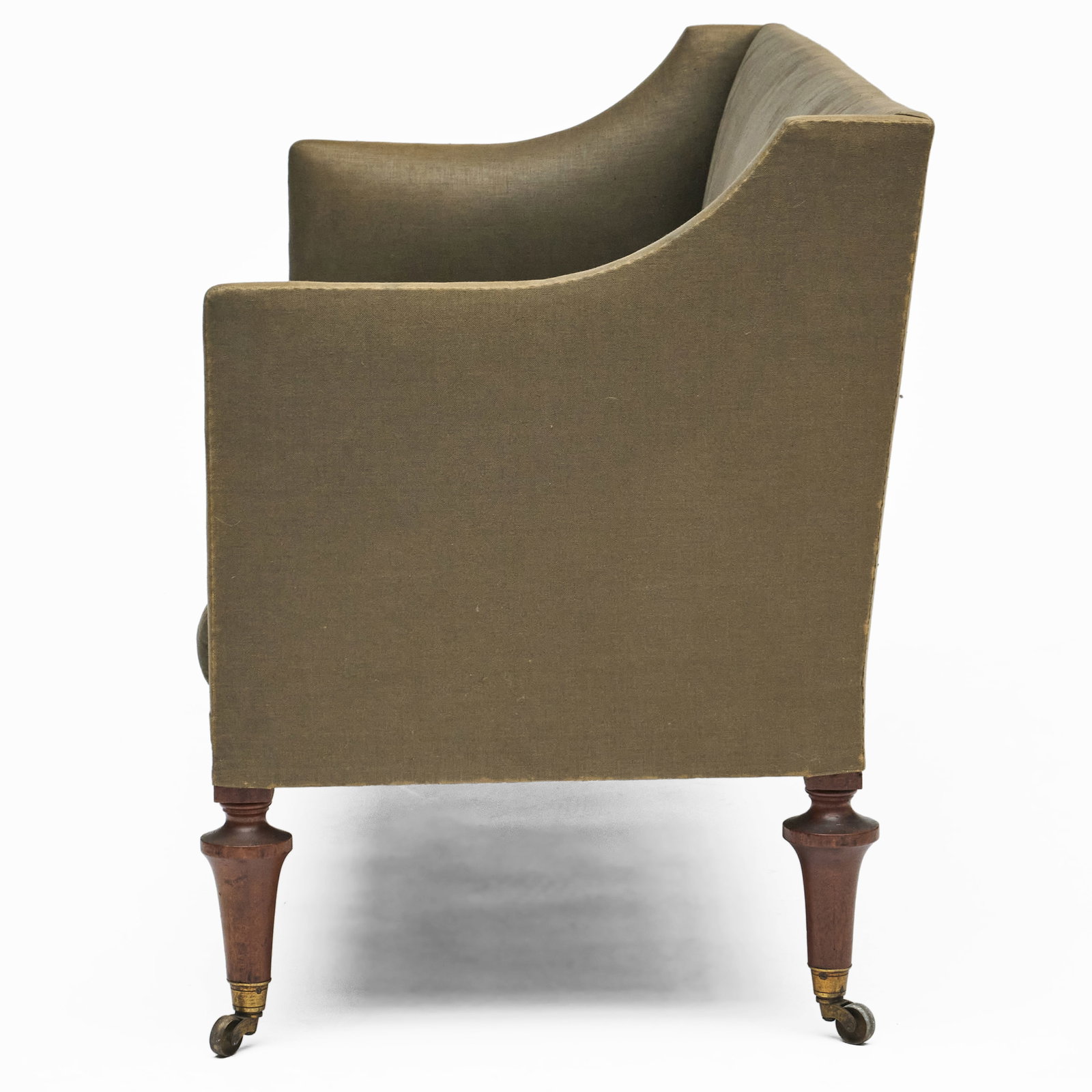 George III Style Mahogany and Linen Upholstered Sofa - 3