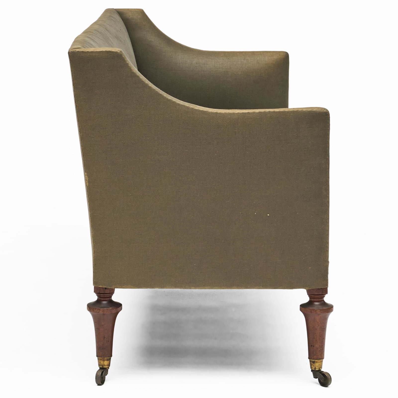 George III Style Mahogany and Linen Upholstered Sofa - 5